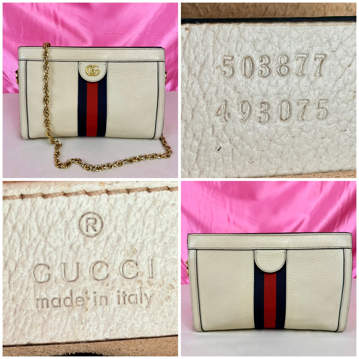 Cream Gucci Ophedia Chain Shoulder Bag