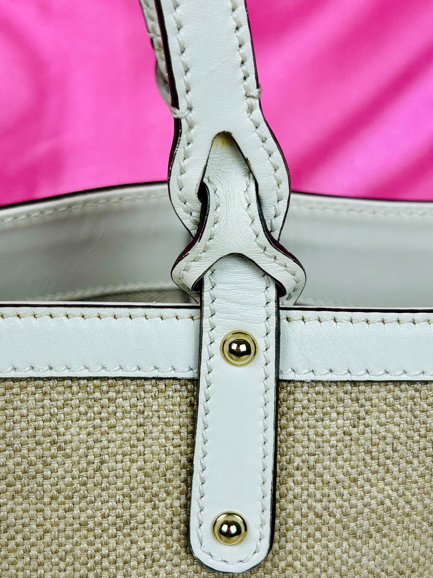White and Linen Gucci Tote