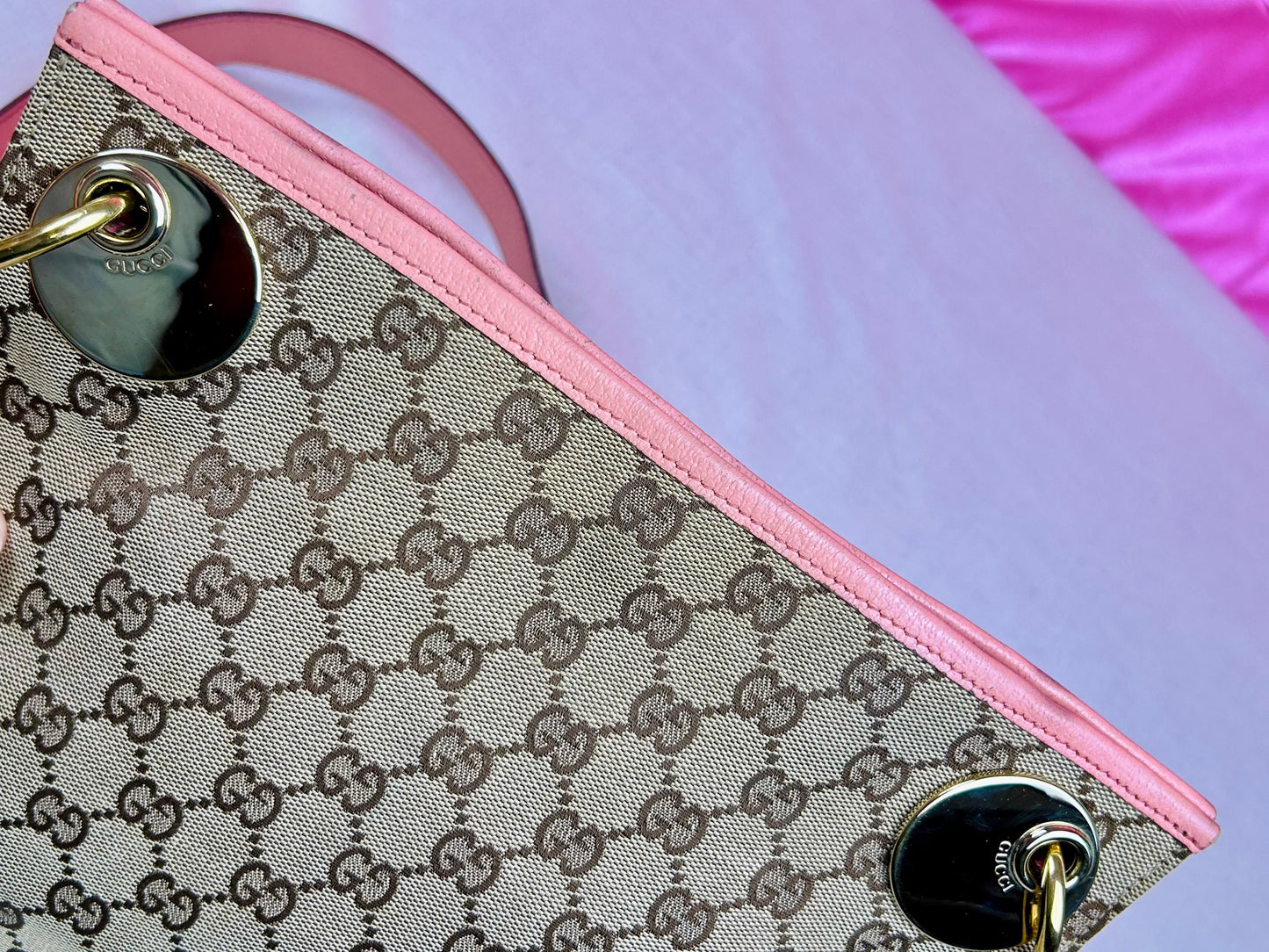 Gucci Pink Strap Supreme Crossbody
