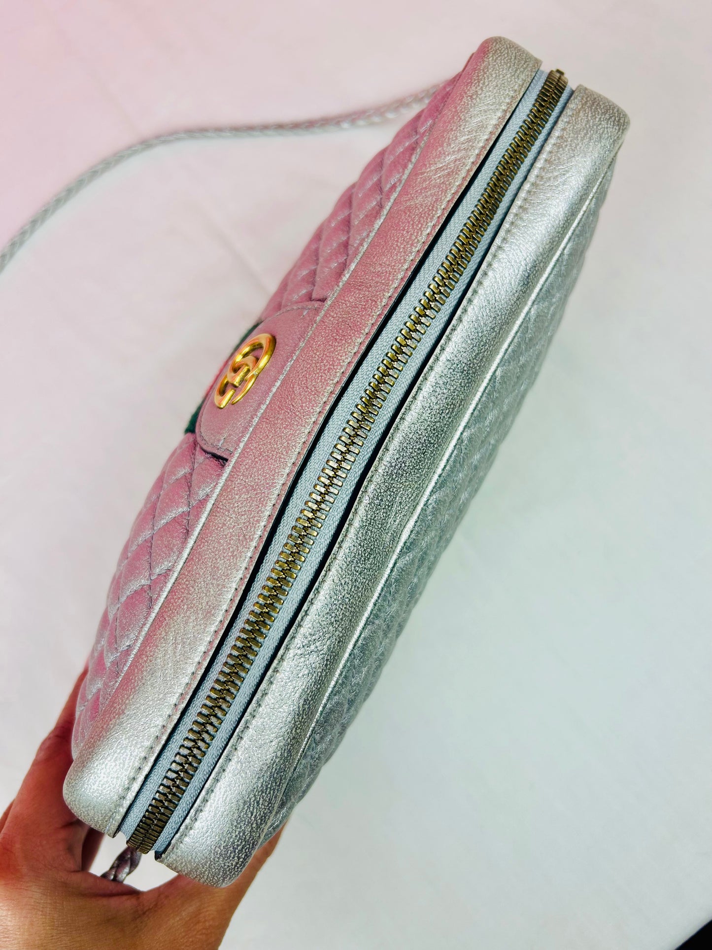 Silver Gucci Napa Trapuntata Crossbody