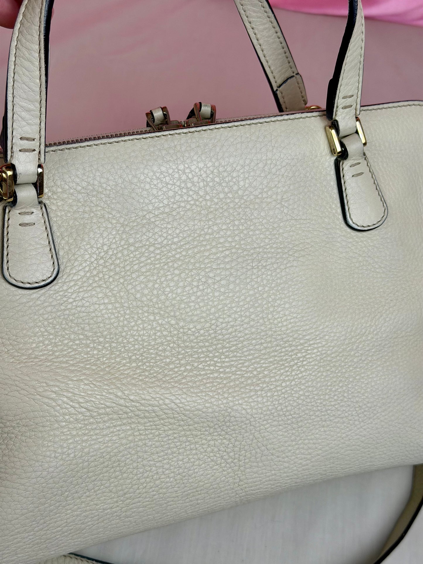 White Leather Interlocking G