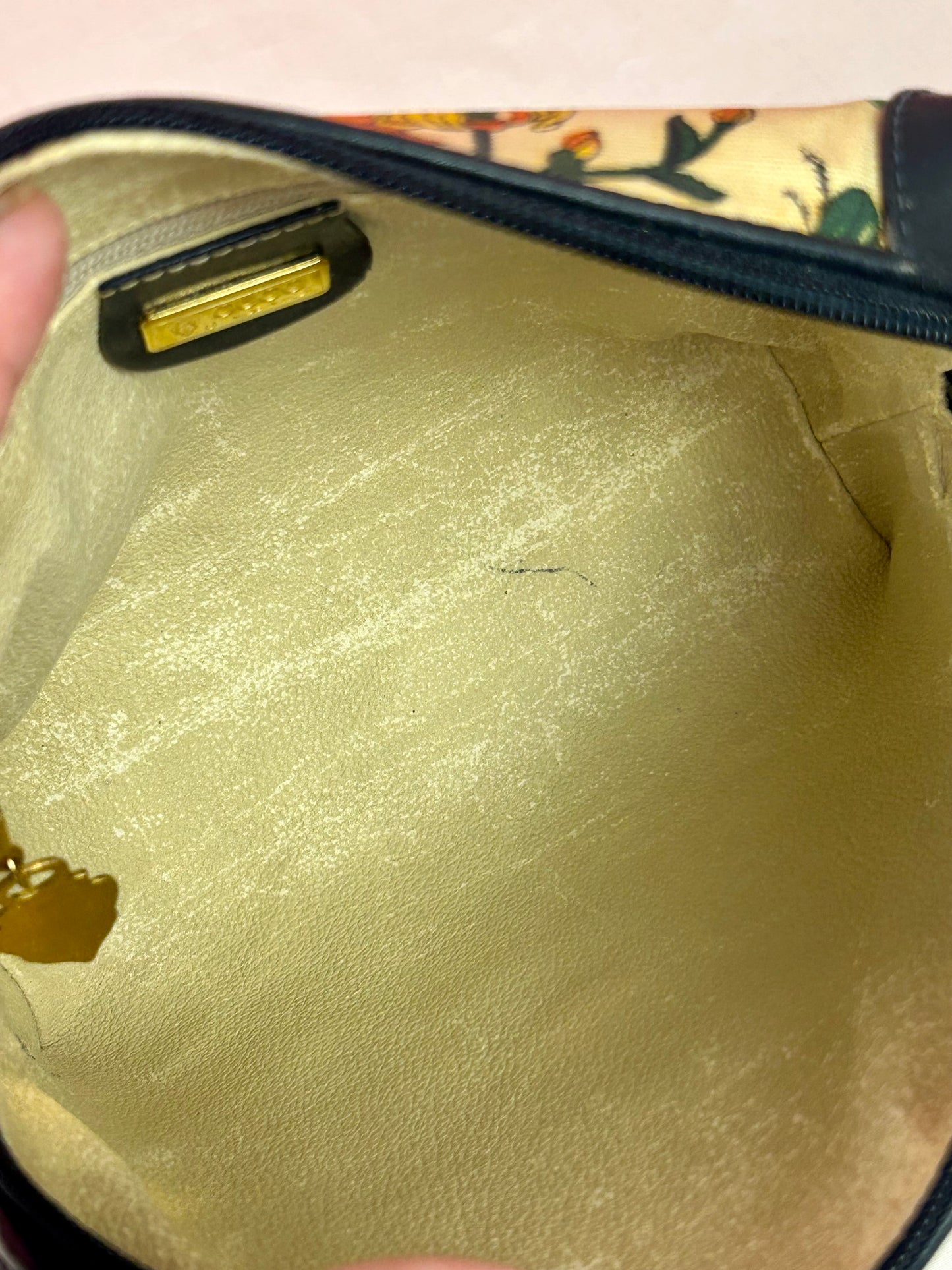 Vintage Floral and Navy Gucci Crossbody