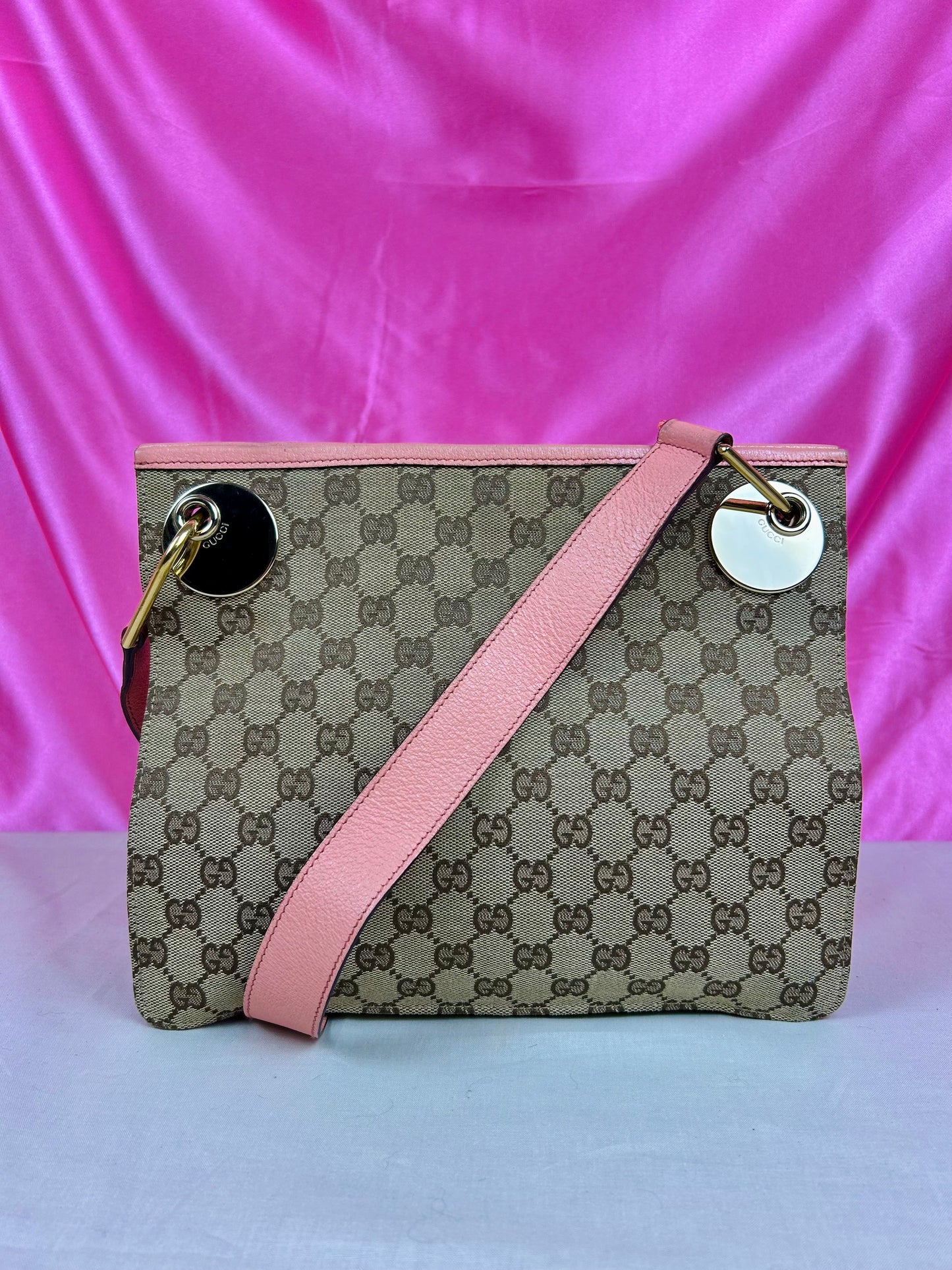 Gucci Pink Strap Supreme Crossbody