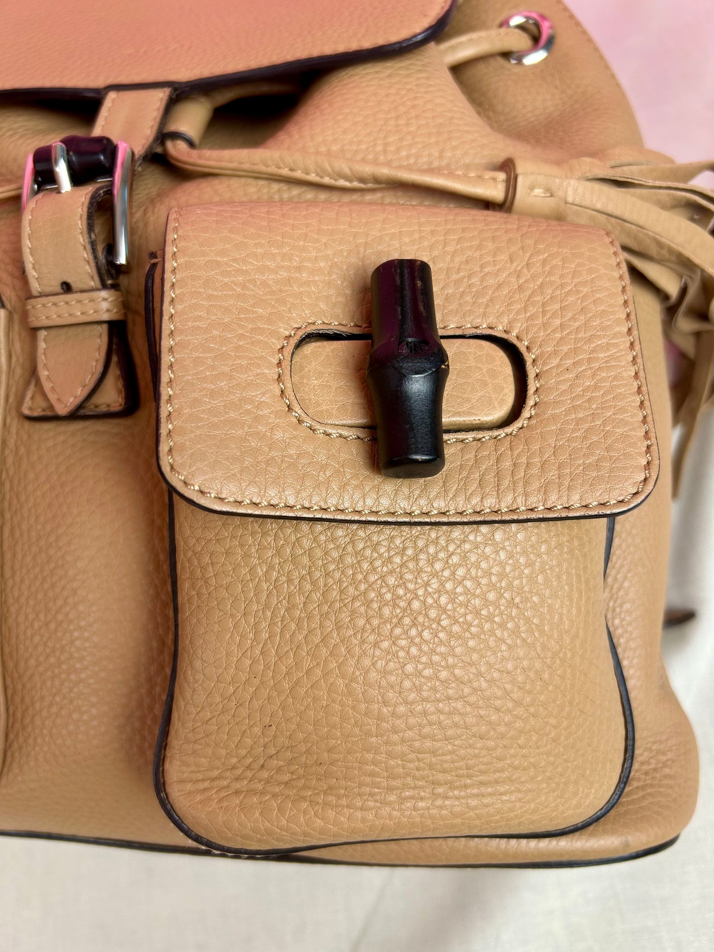 Gucci Tan Leather Bamboo Backpack (New Model)