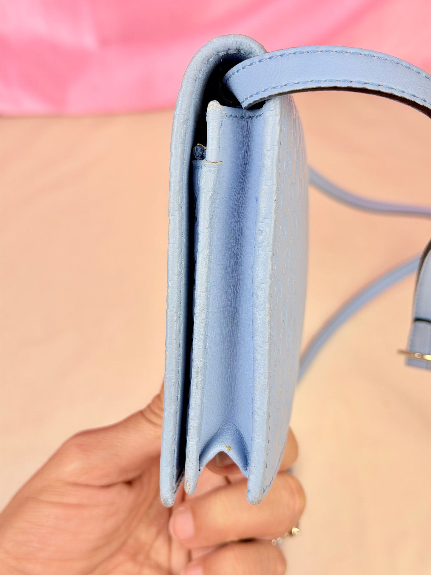 Blue Microguccimissia Wallet on Strap