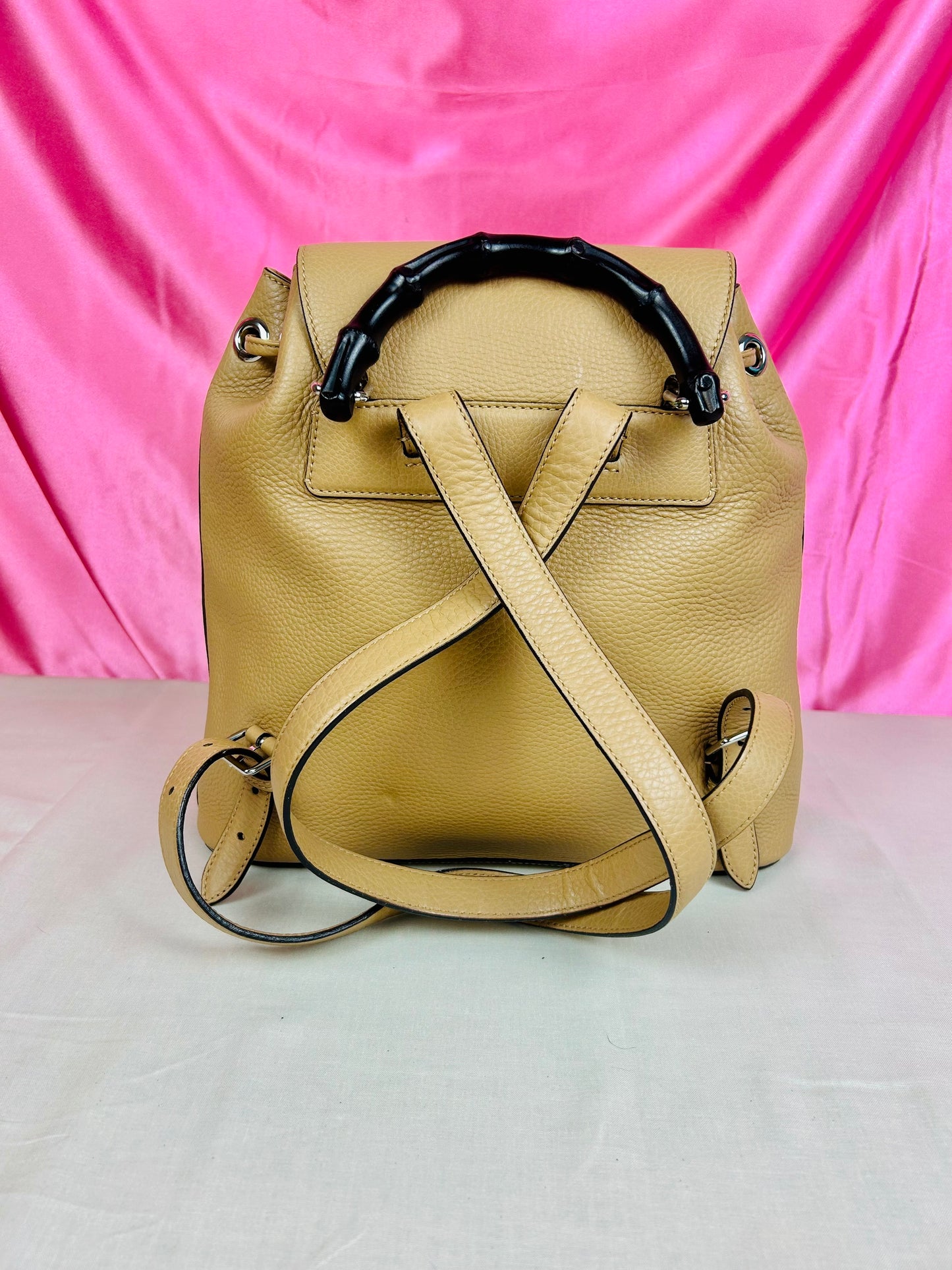 Gucci Tan Leather Bamboo Backpack (New Model)