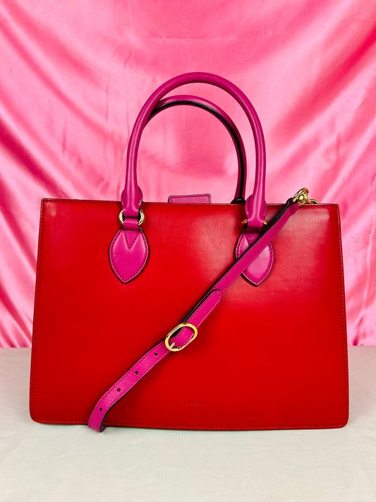 Gucci Red and Pink Open Top Tote