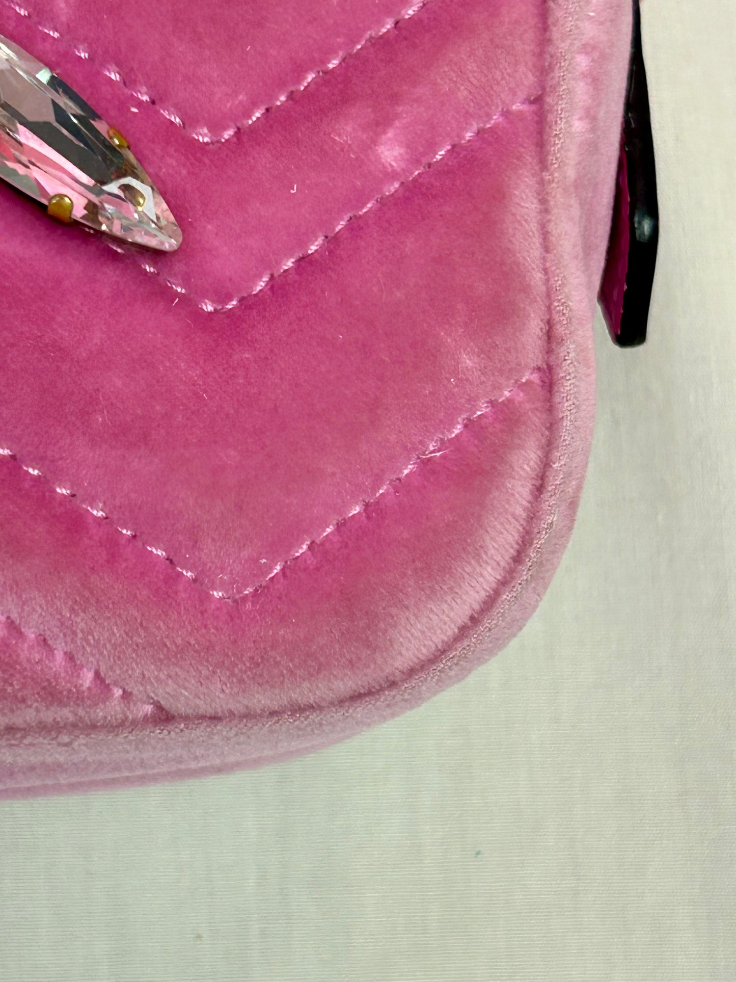 Pink Velvet and Crystal Mini Marmont