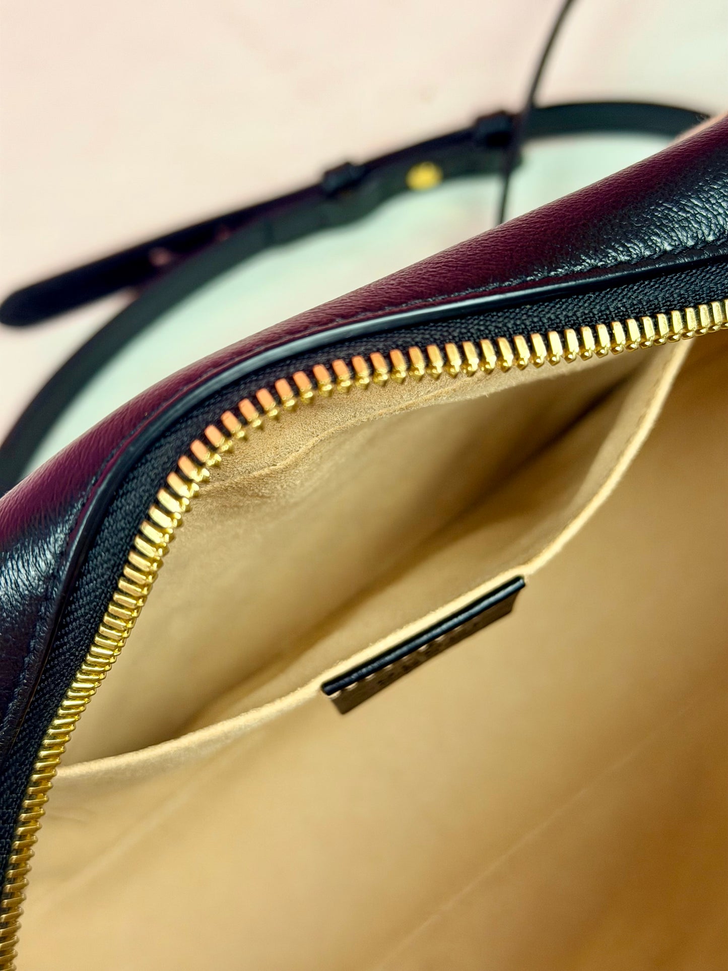 Black and Beige Small Gucci Marmont