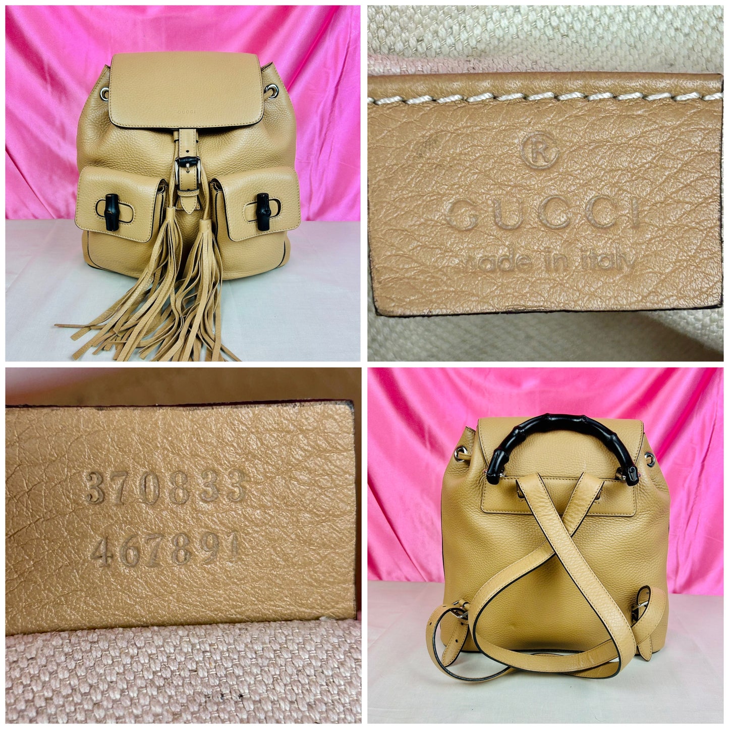 Gucci Tan Leather Bamboo Backpack (New Model)