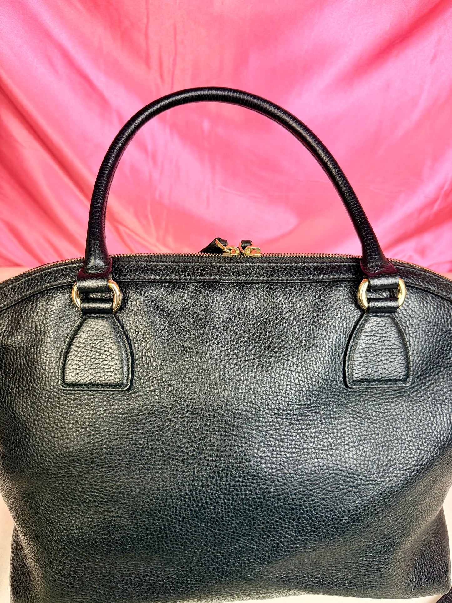 Black Gucci Dollar Calfskin Dome Satchel