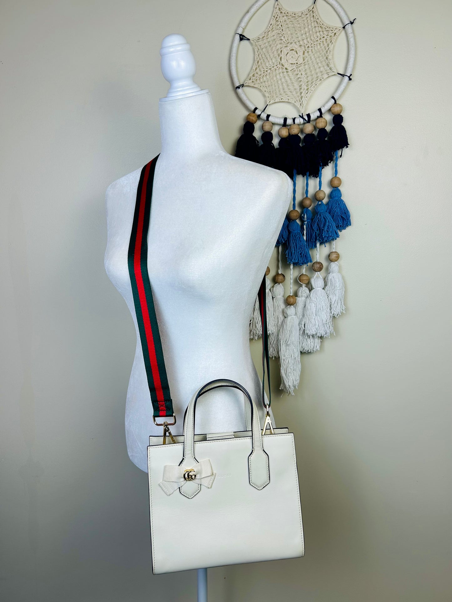 Small White Gucci Ribbon Tote
