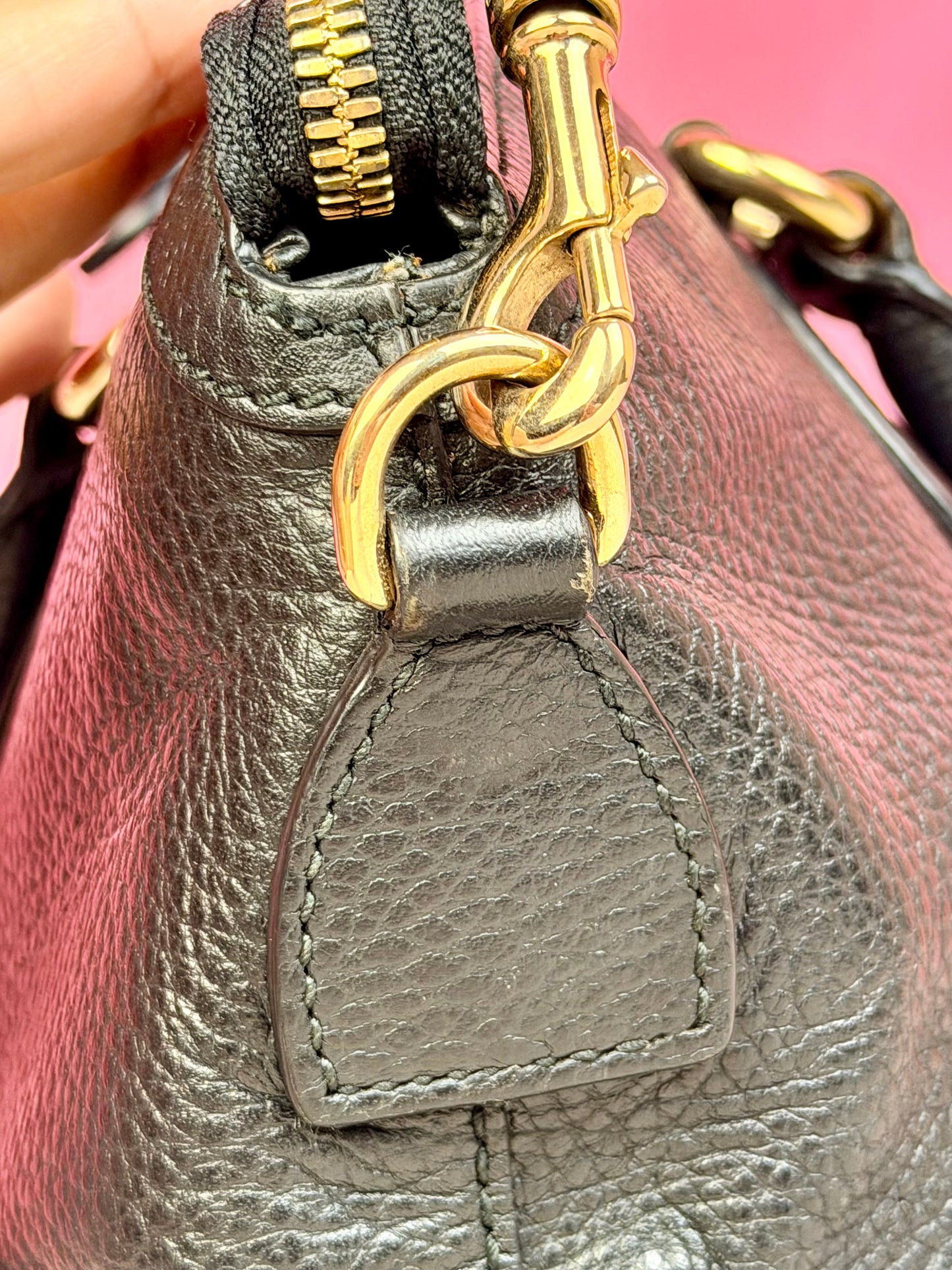 Black Gucci Dollar Calfskin Dome Satchel