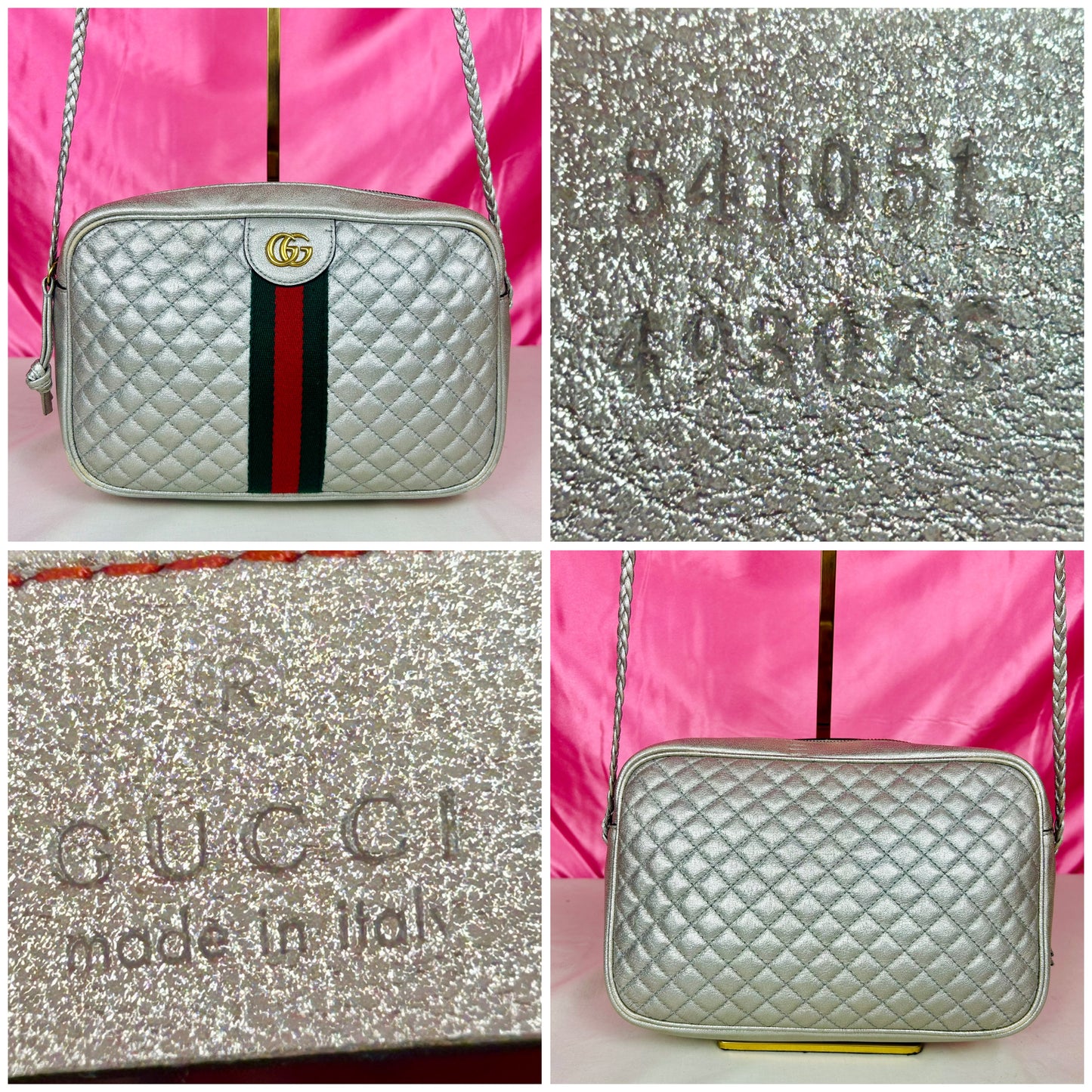 Silver Gucci Napa Trapuntata Crossbody