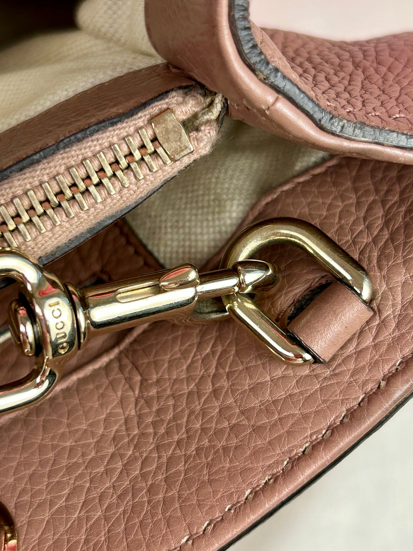 Mauve Gucci Bamboo Handle Two-Way