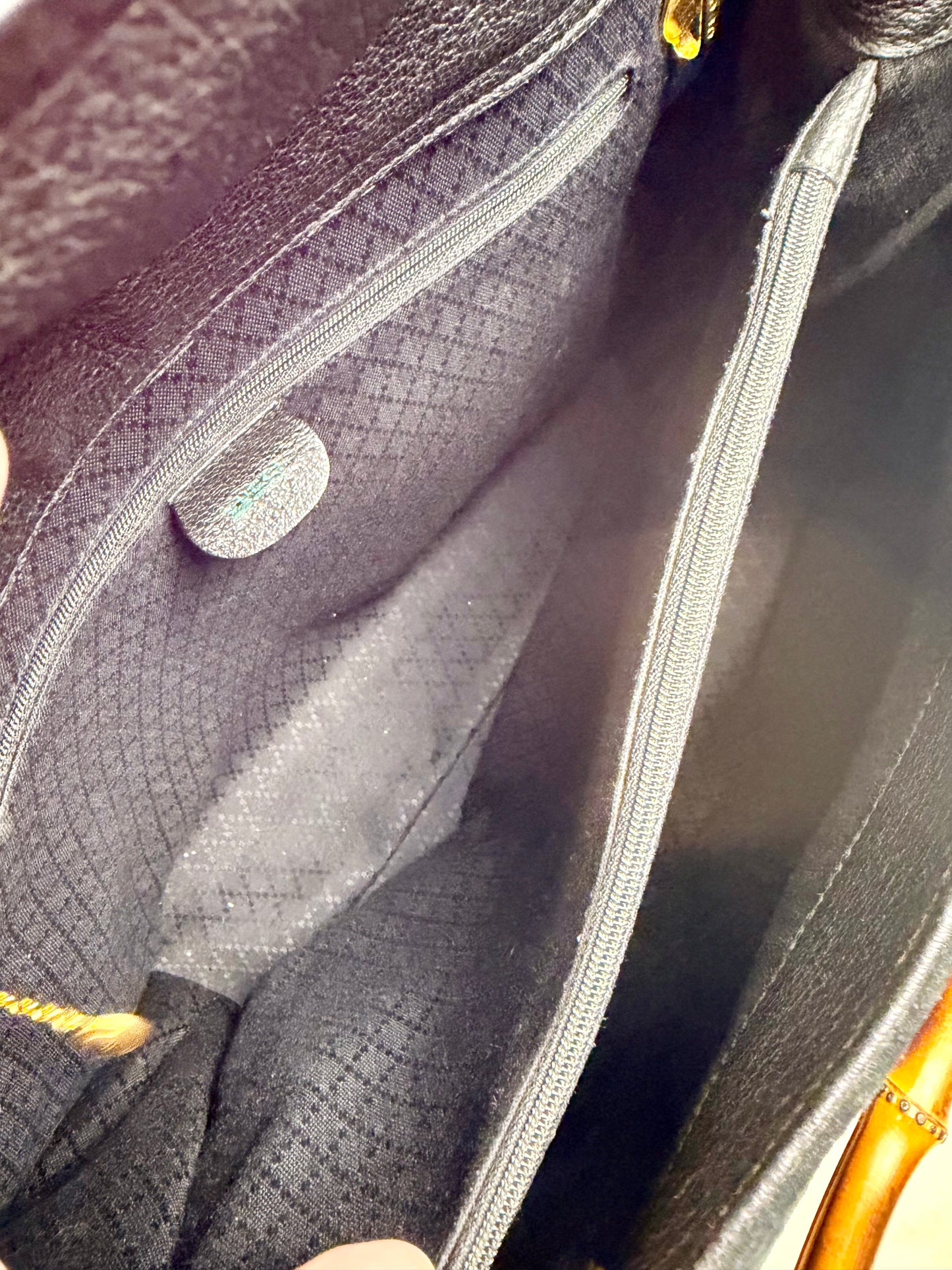 Gucci Black Suede Bamboo Tote