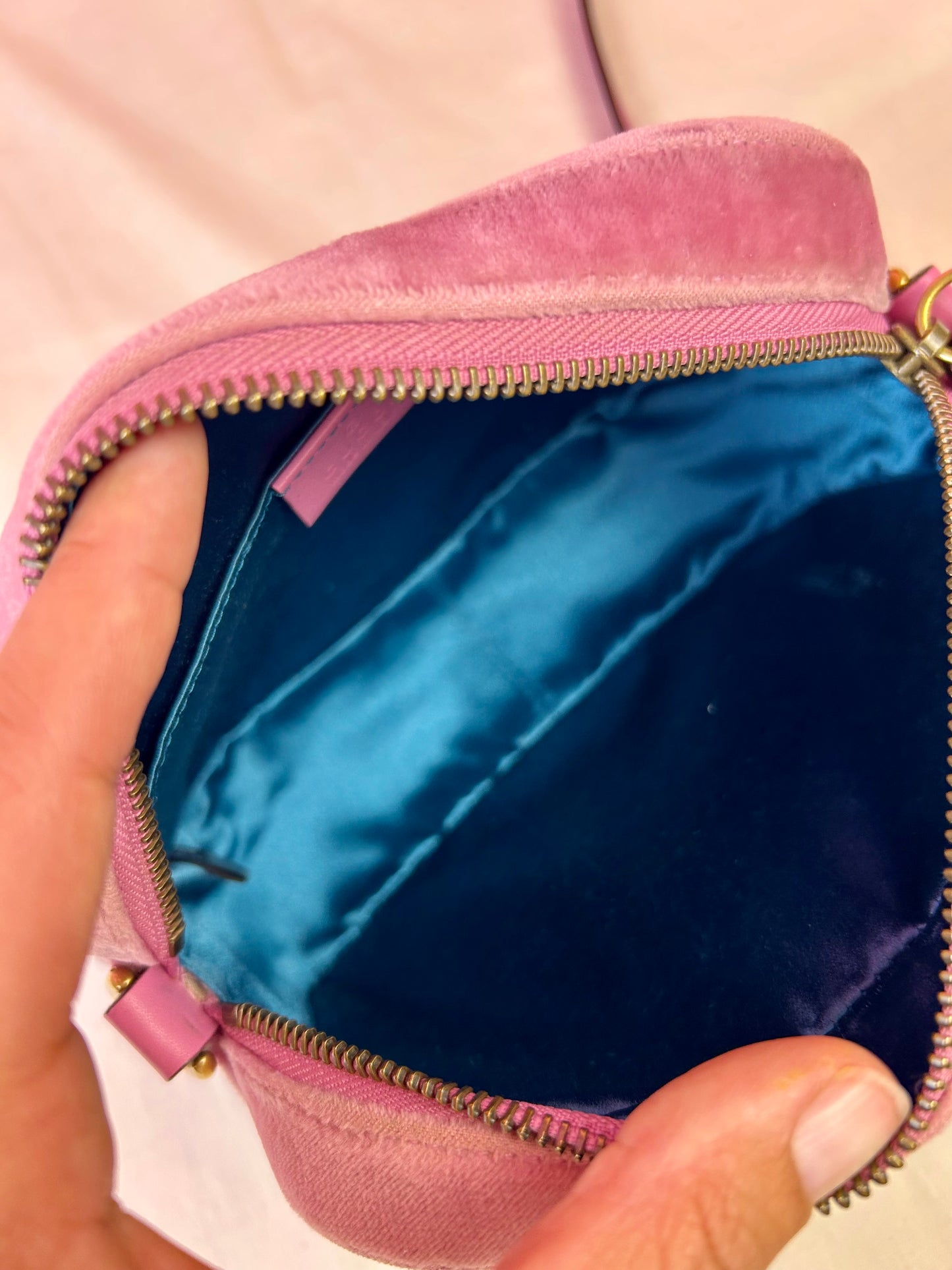 Pink Velvet and Crystal Mini Marmont