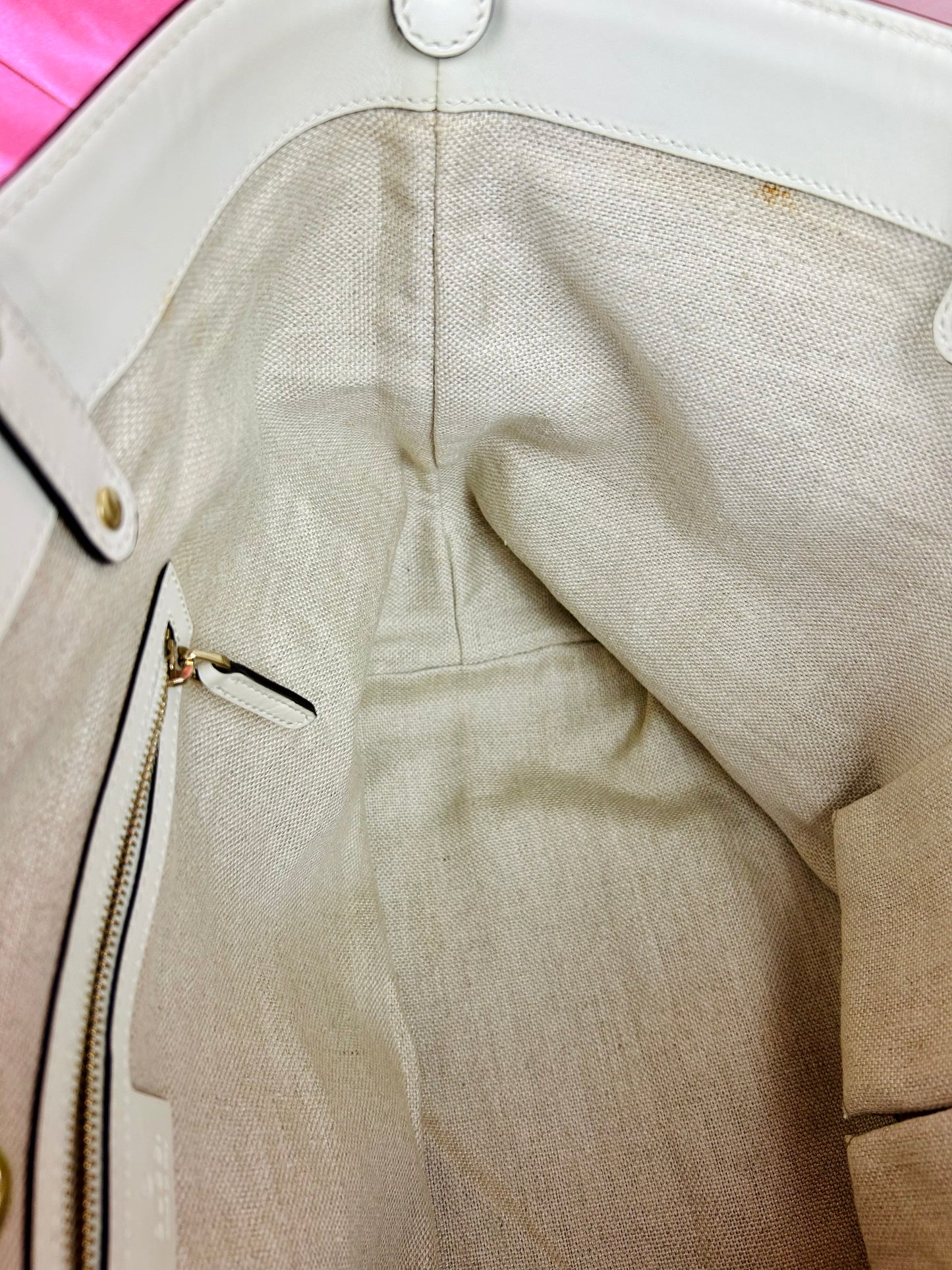 White and Linen Gucci Tote