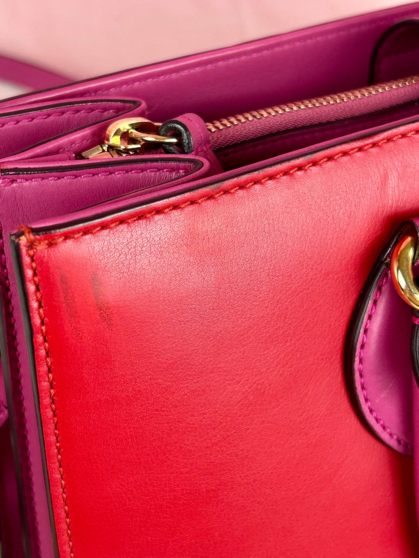 Gucci Red and Pink Open Top Tote