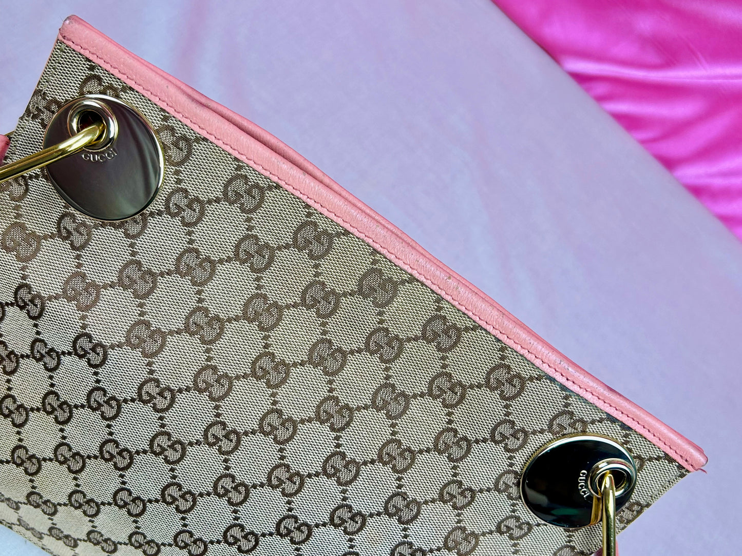 Gucci Pink Strap Supreme Crossbody