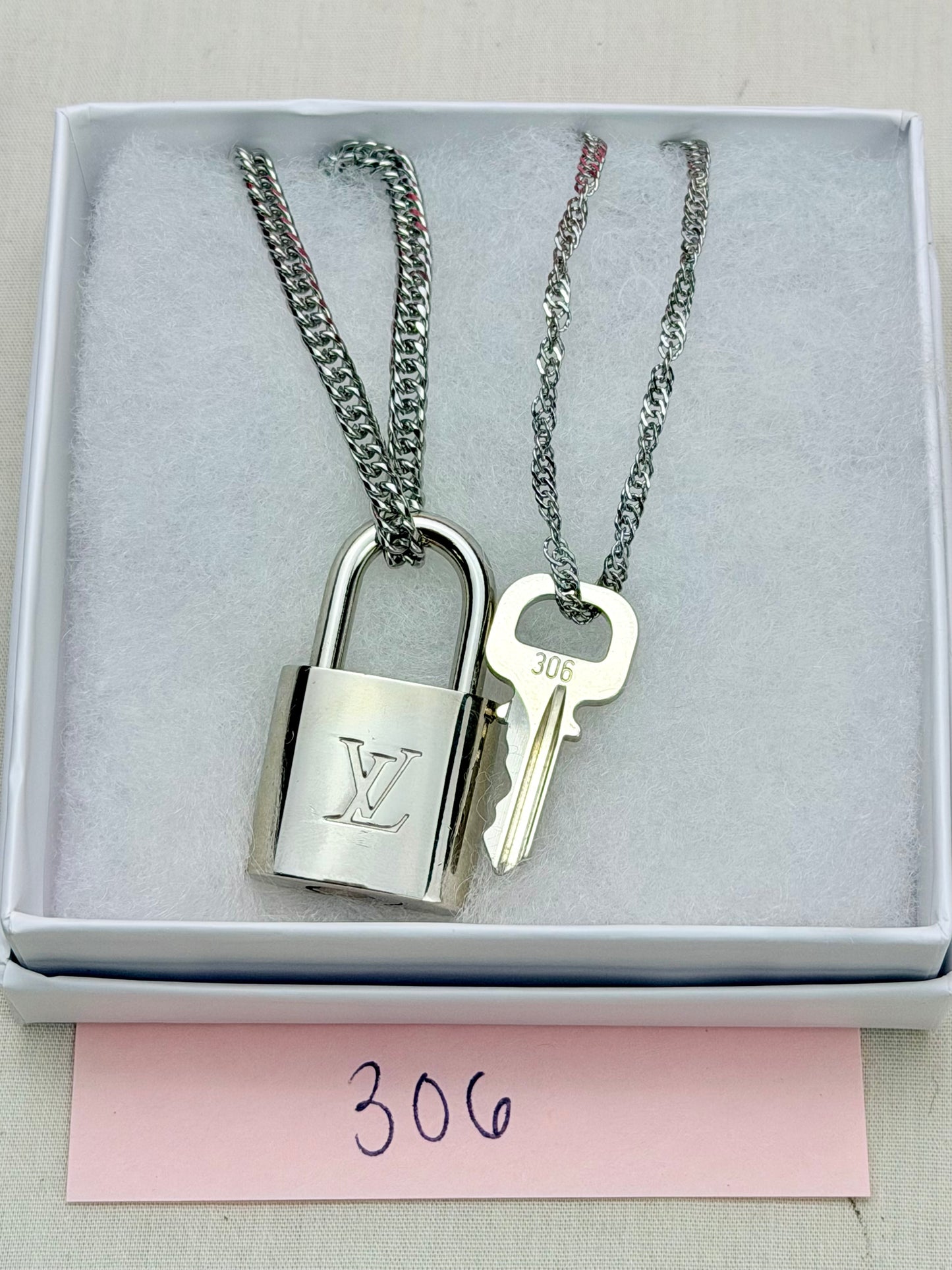 Silver Lock and Key Necklaces (4)
