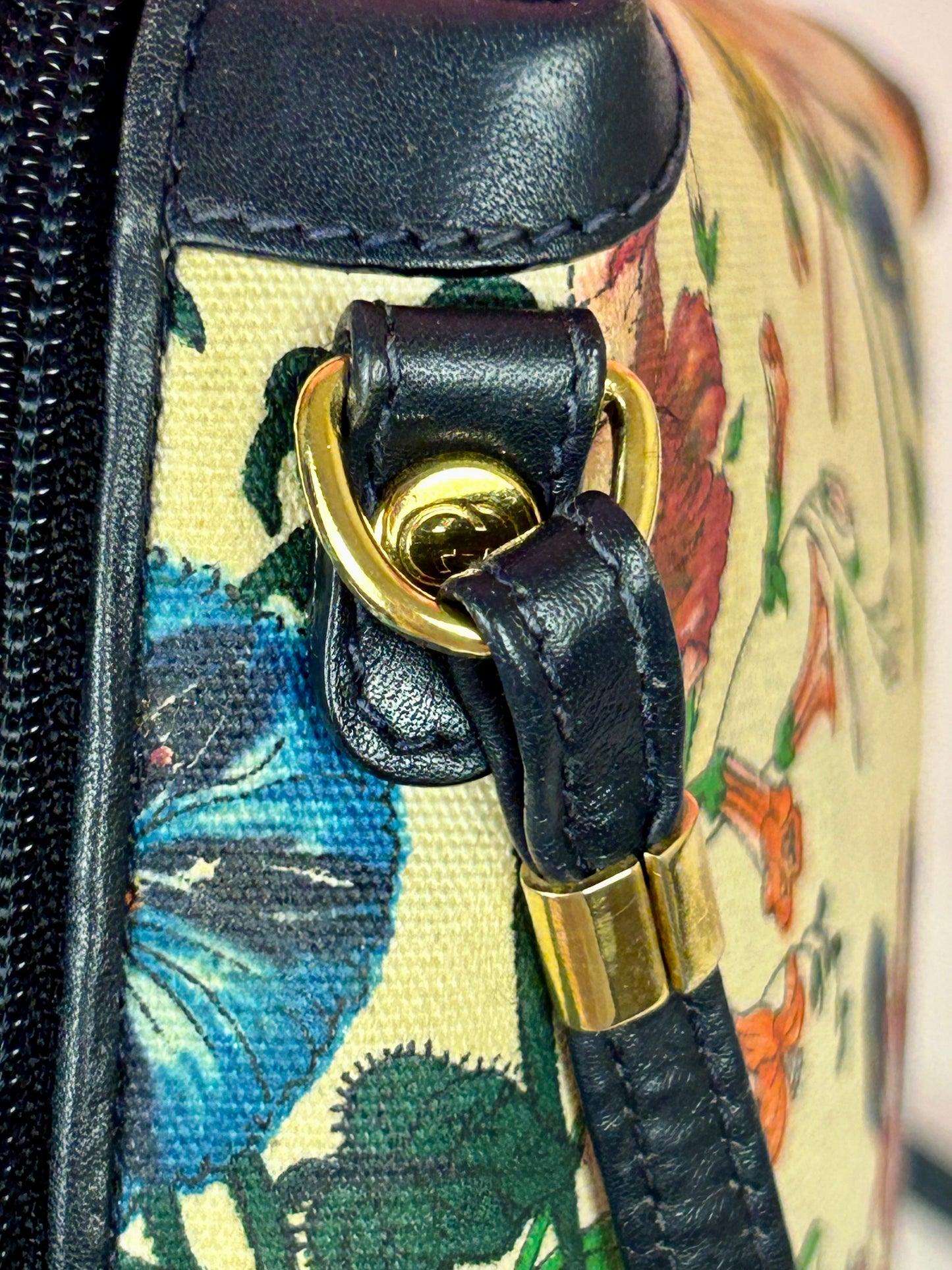 Vintage Floral and Navy Gucci Crossbody