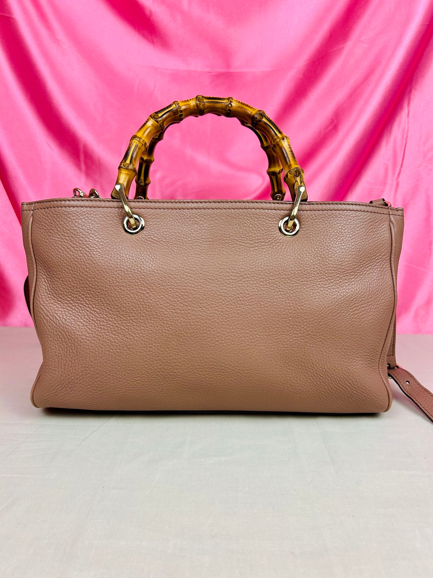 Mauve Gucci Bamboo Handle Two-Way