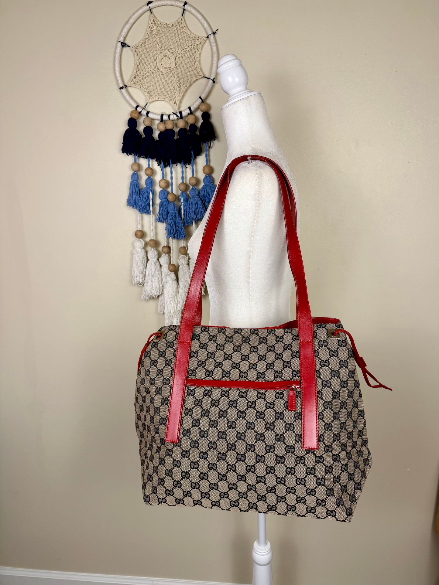Gucci Red/Navy Supreme Tote
