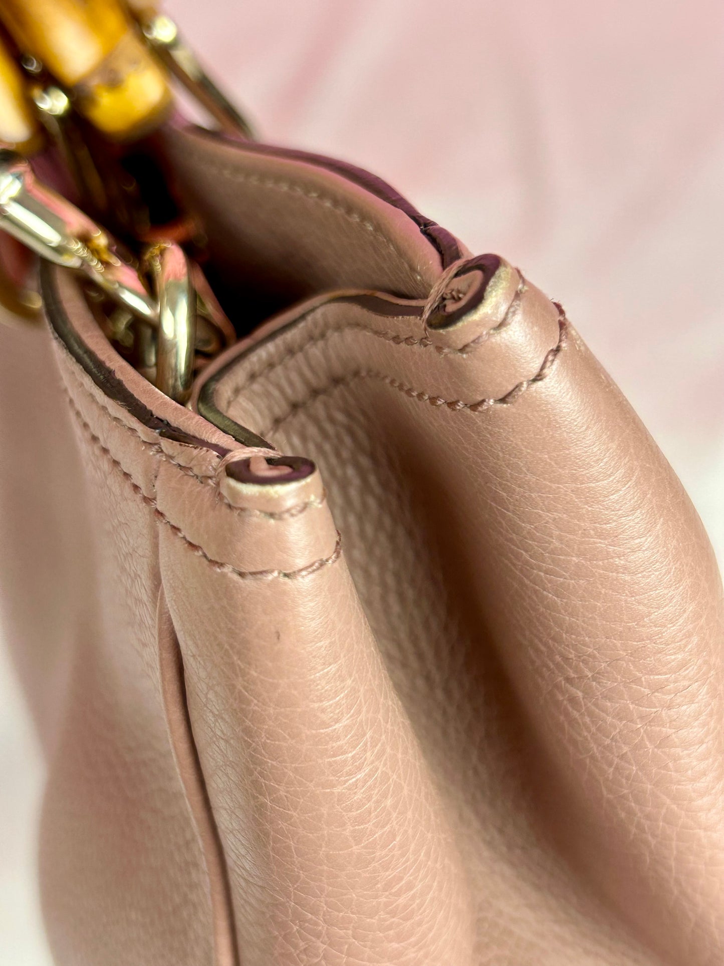 Mauve Gucci Bamboo Handle Two-Way