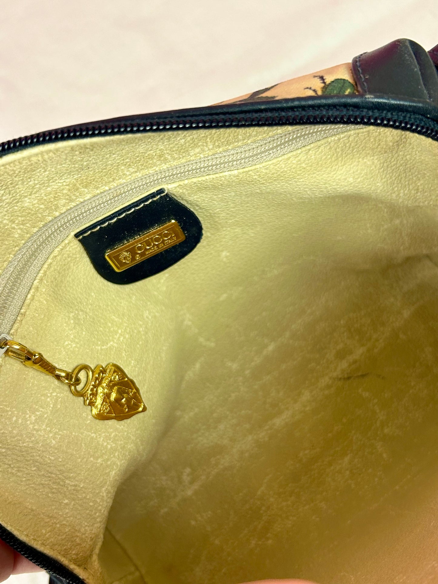 Vintage Floral and Navy Gucci Crossbody