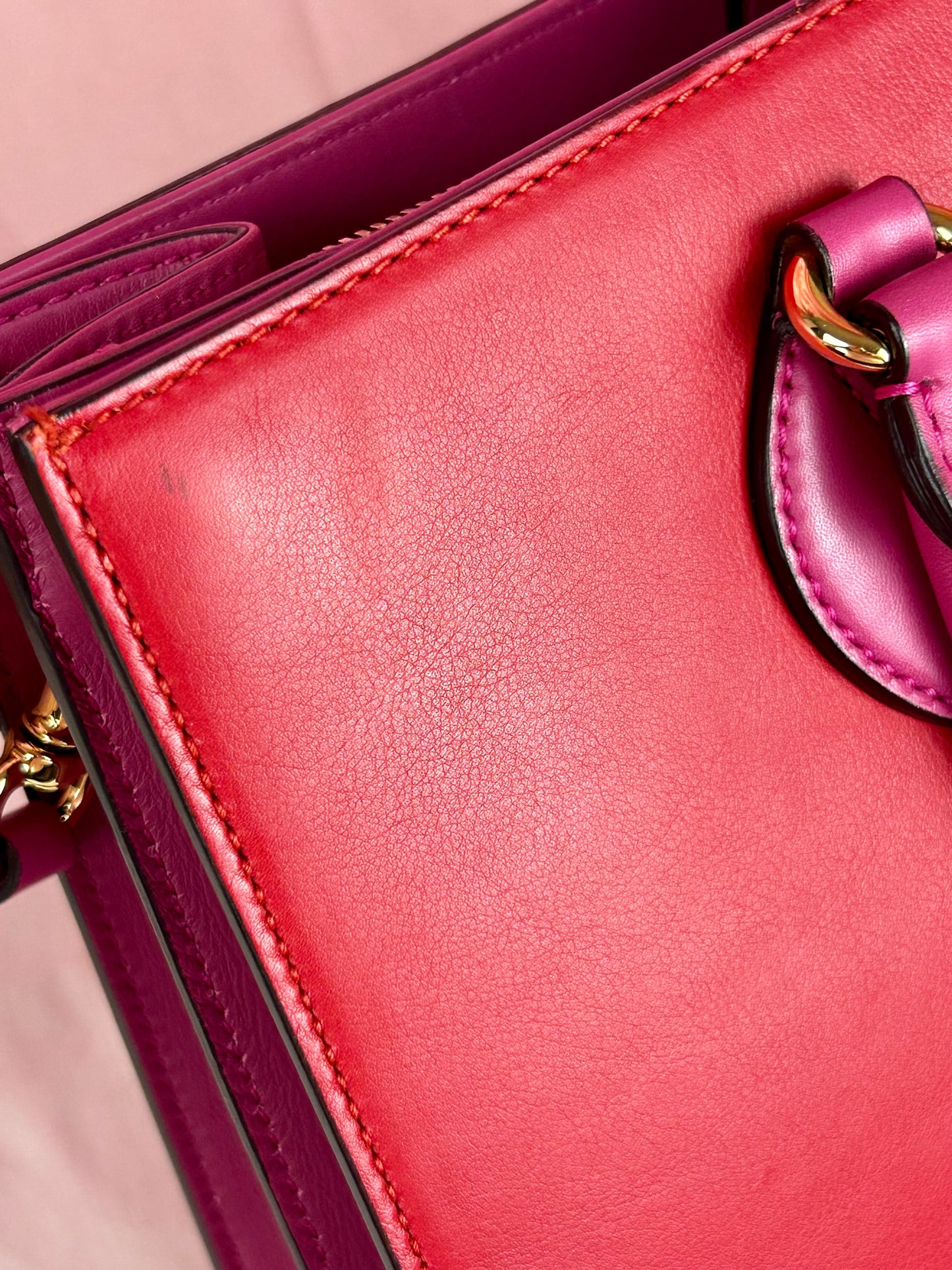 Gucci Red and Pink Open Top Tote