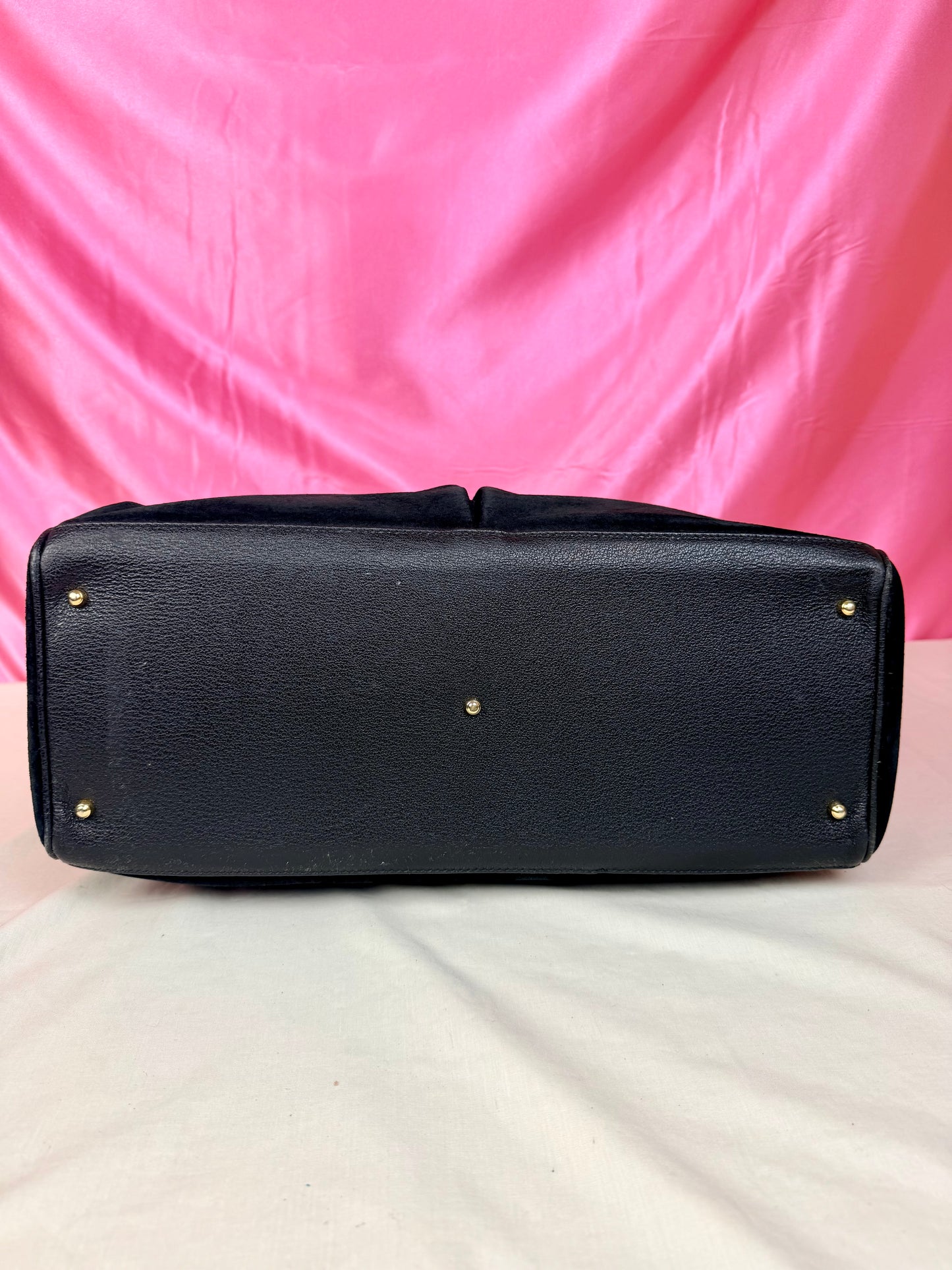 Gucci Black Suede Bamboo Tote