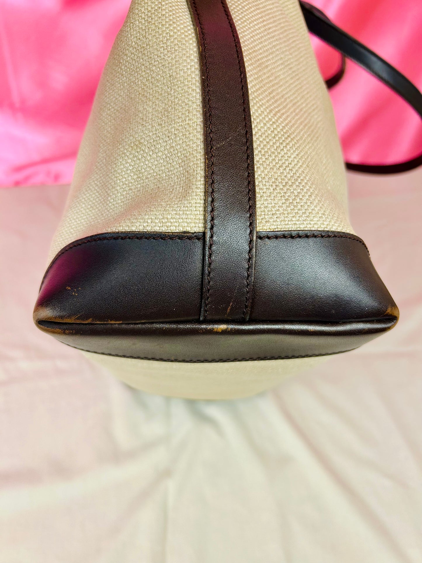 Brown and Linen Gucci Tote and Pouch