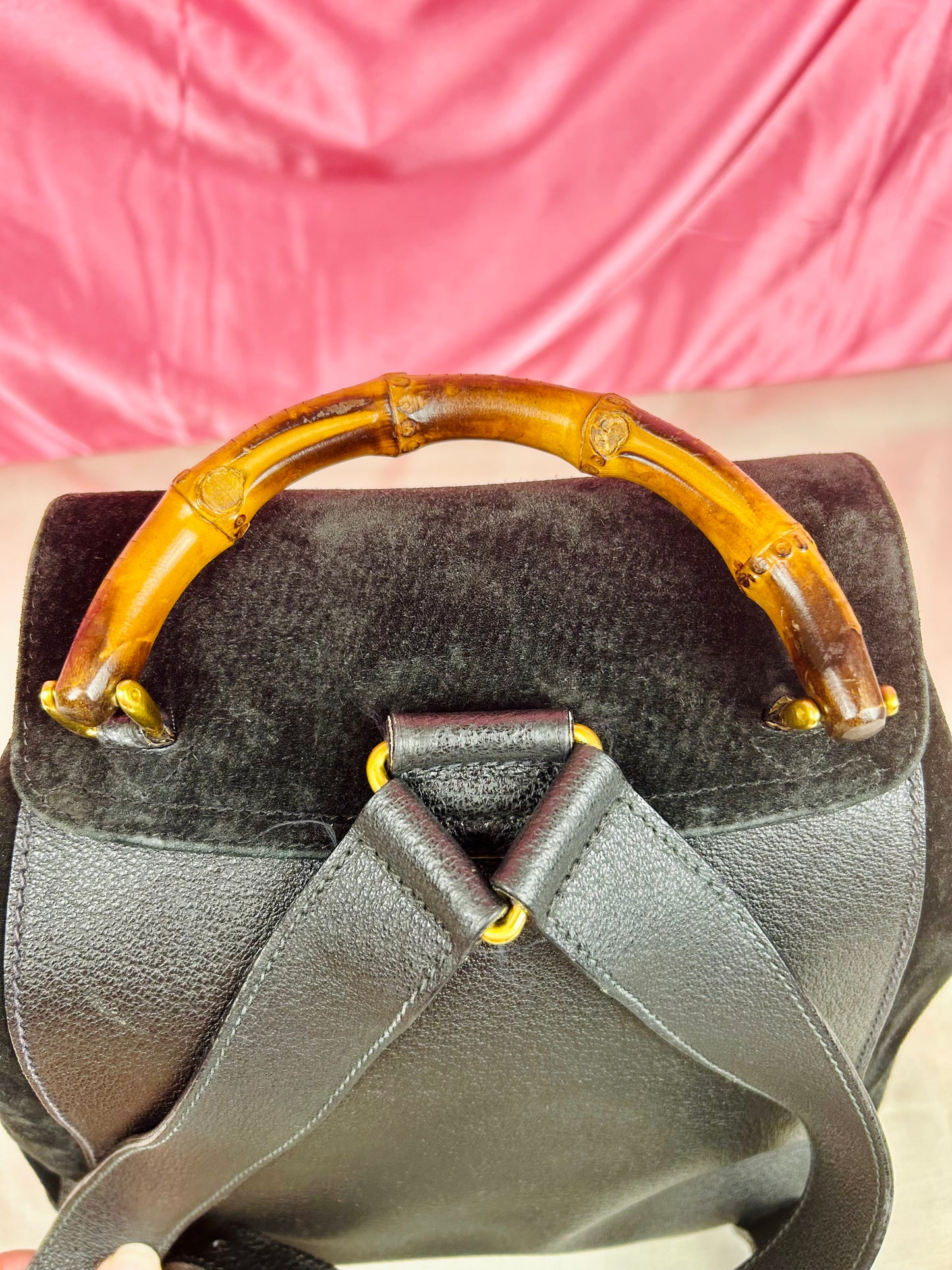 Black Gucci Bamboo Backpack