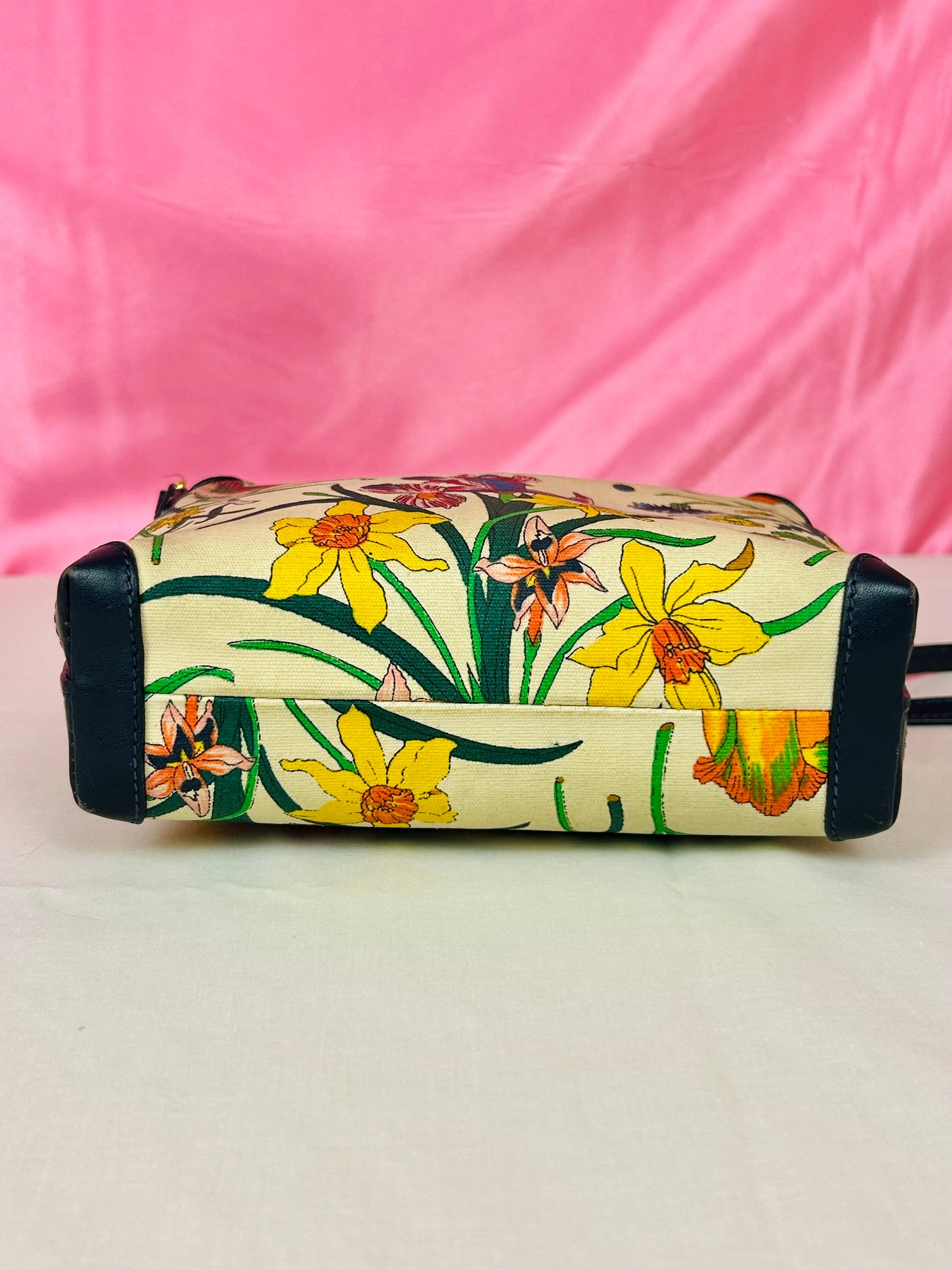 Vintage Floral and Navy Gucci Crossbody