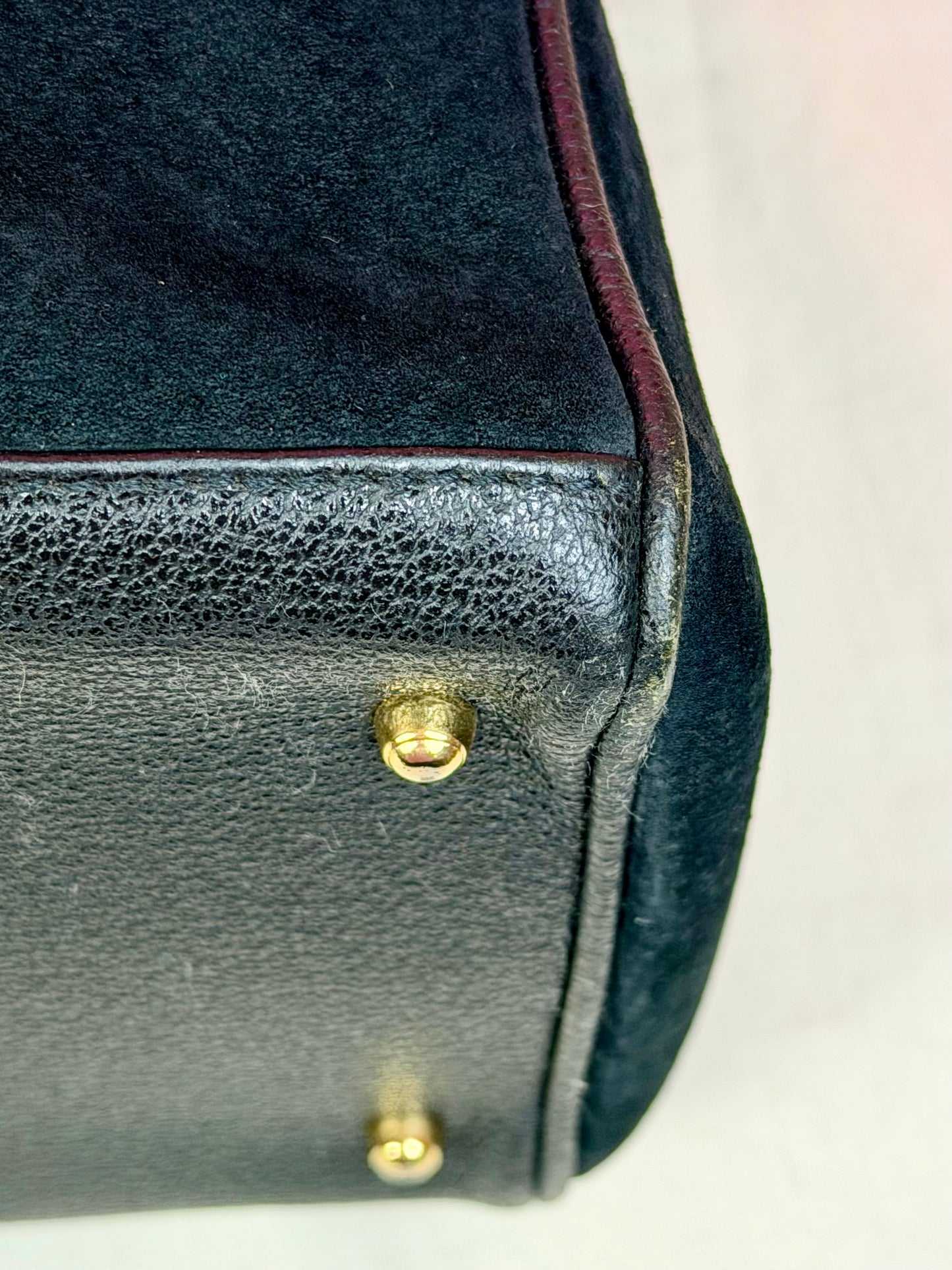 Gucci Black Suede Bamboo Tote