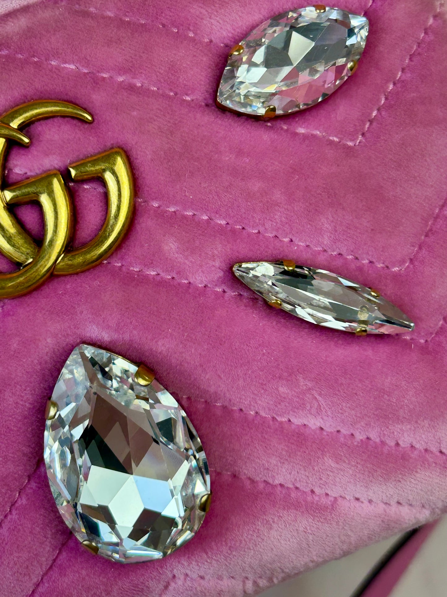 Pink Velvet and Crystal Mini Marmont