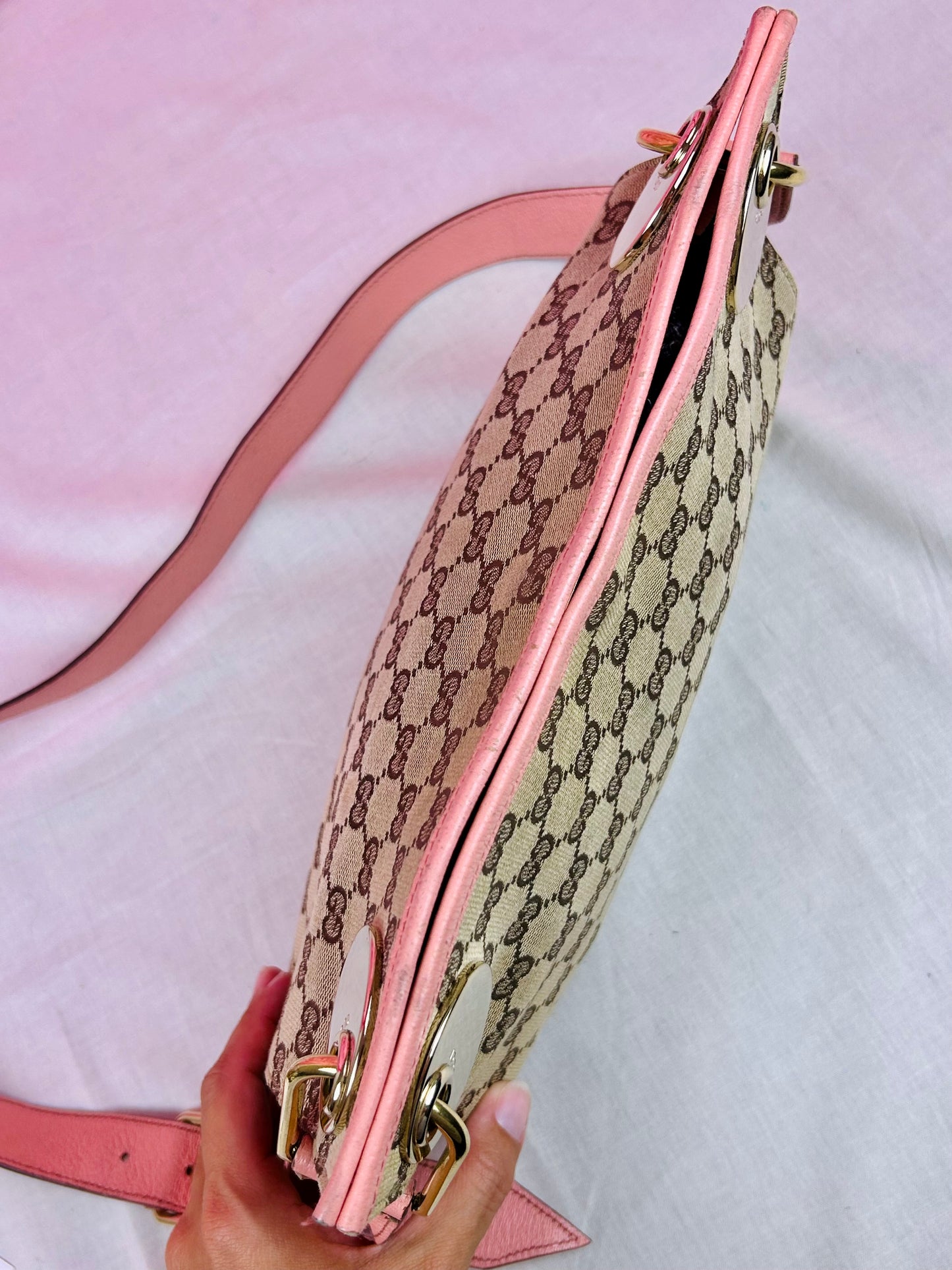 Gucci Pink Strap Supreme Crossbody