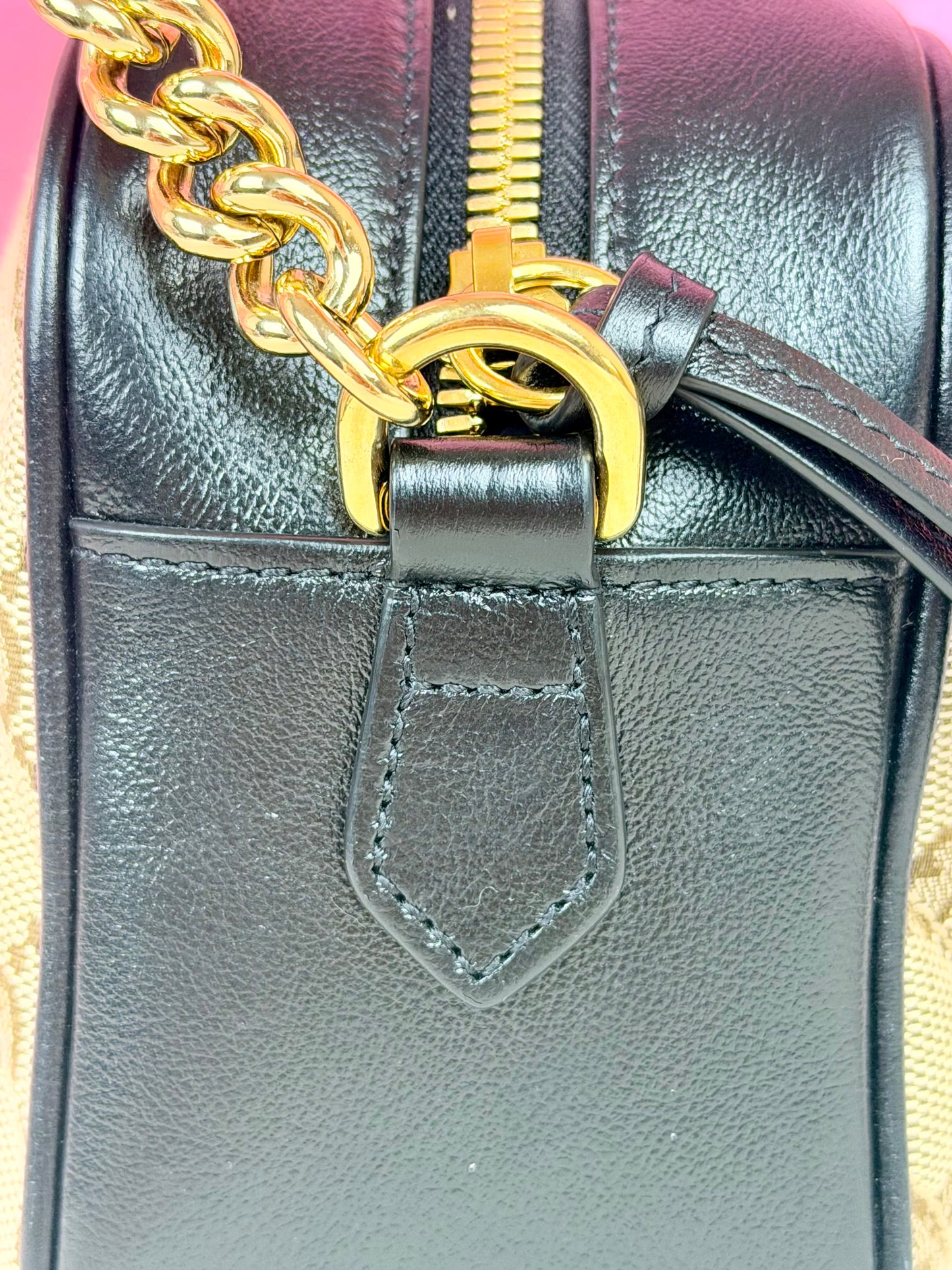 Black and Beige Small Gucci Marmont