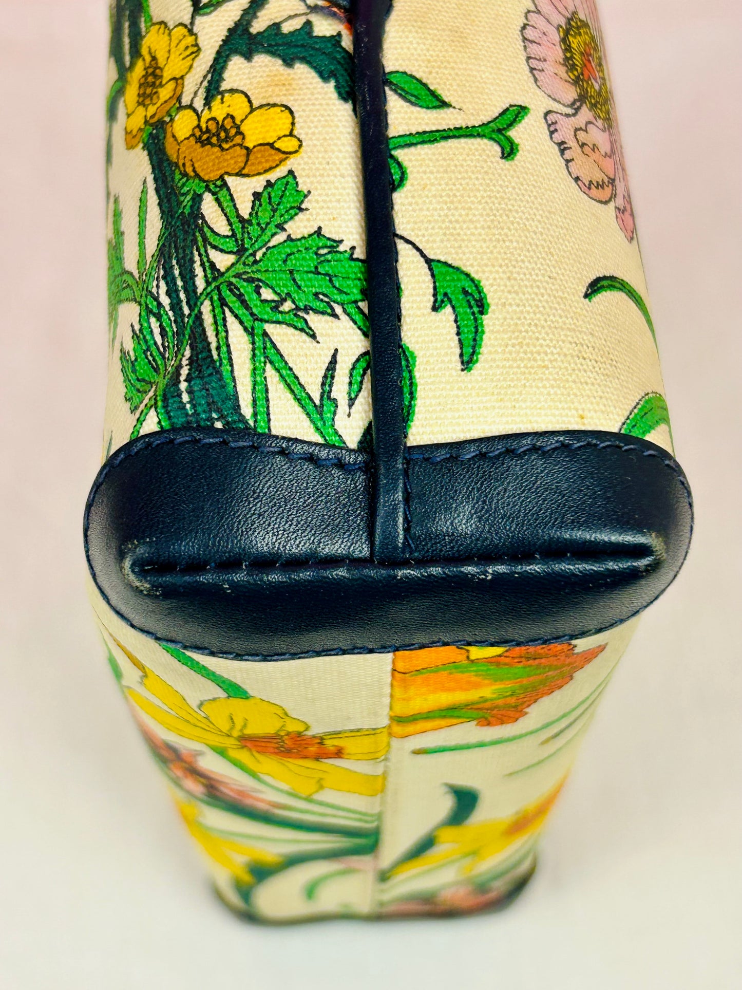 Vintage Floral and Navy Gucci Crossbody