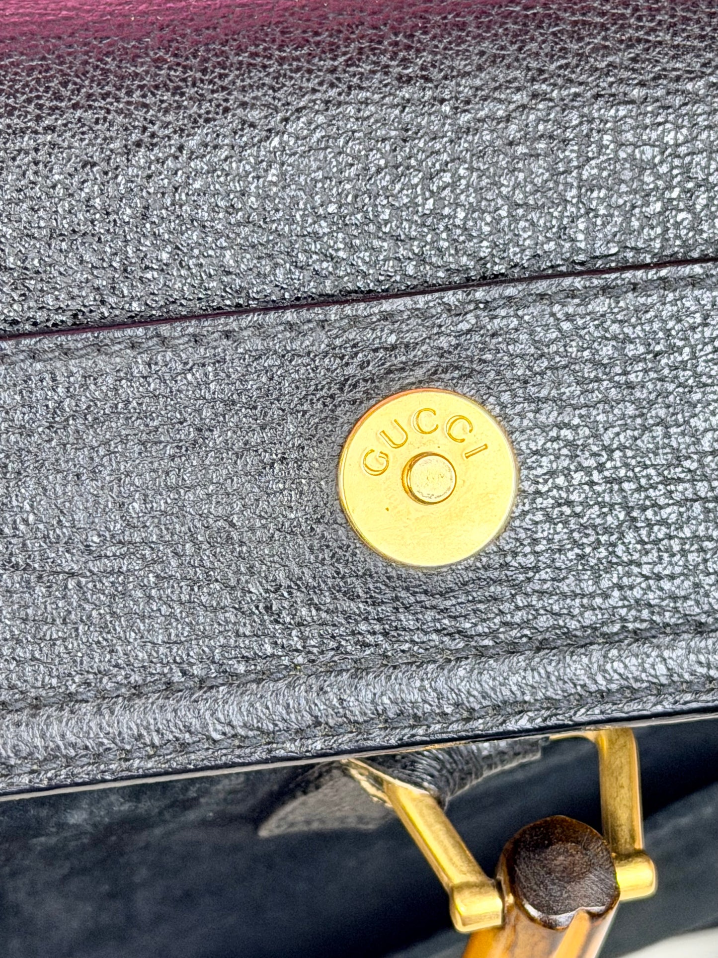 Gucci Black Suede Bamboo Tote
