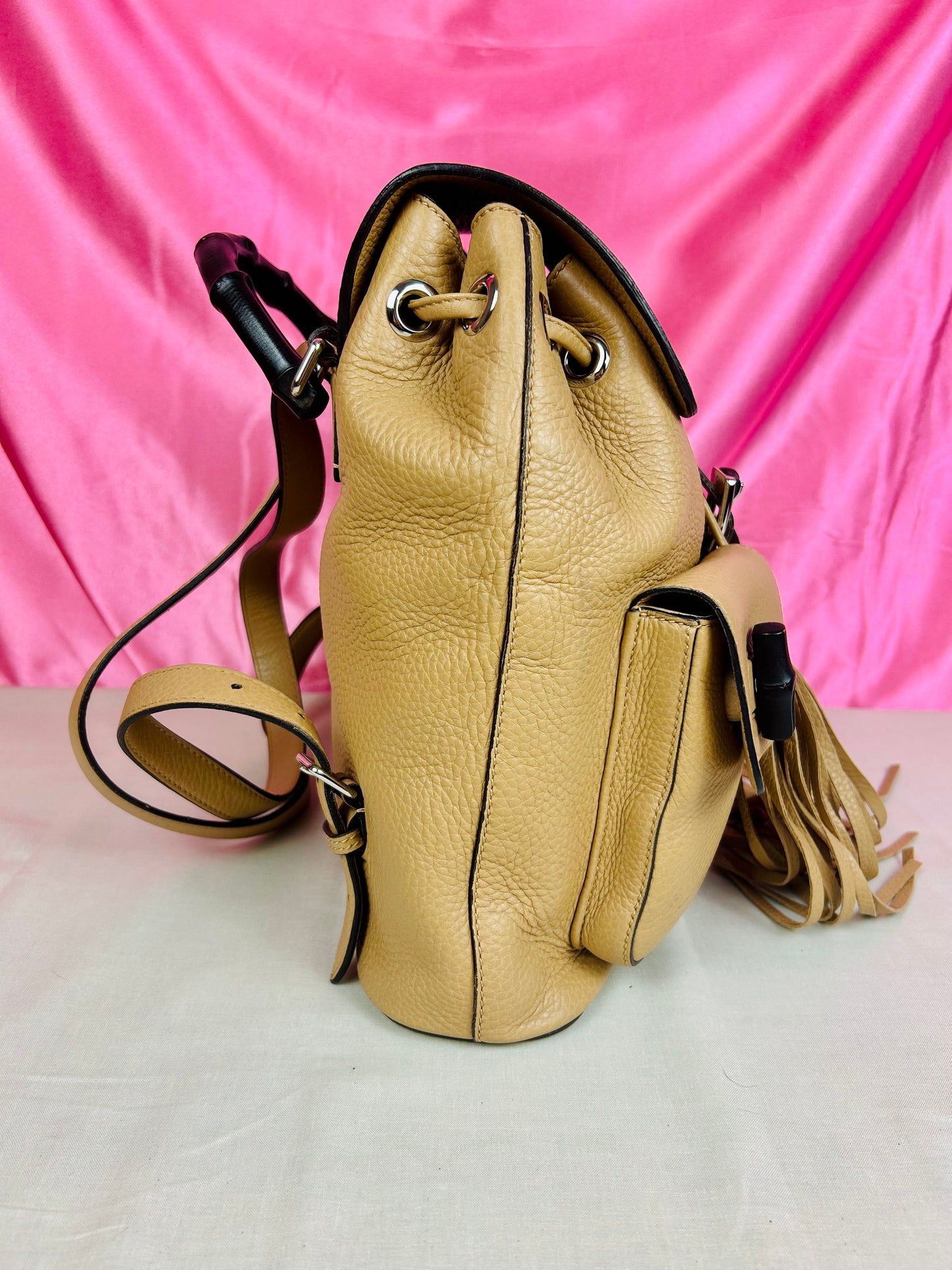 Gucci Tan Leather Bamboo Backpack (New Model)