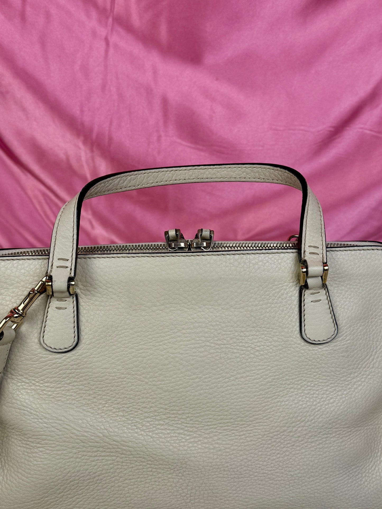 White Leather Interlocking G