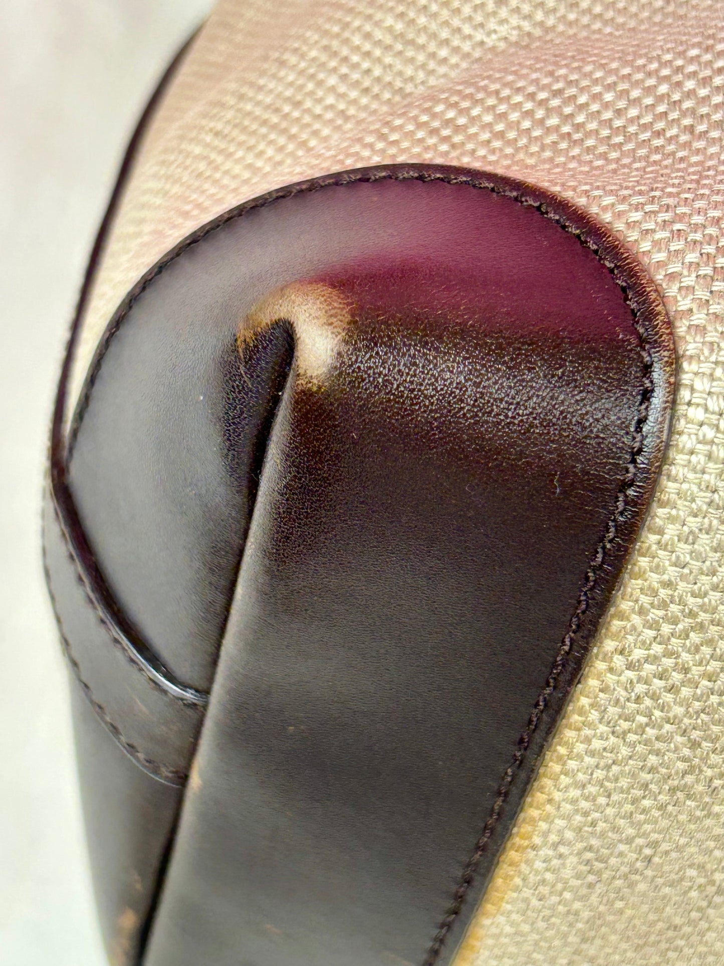 Brown and Linen Gucci Tote and Pouch