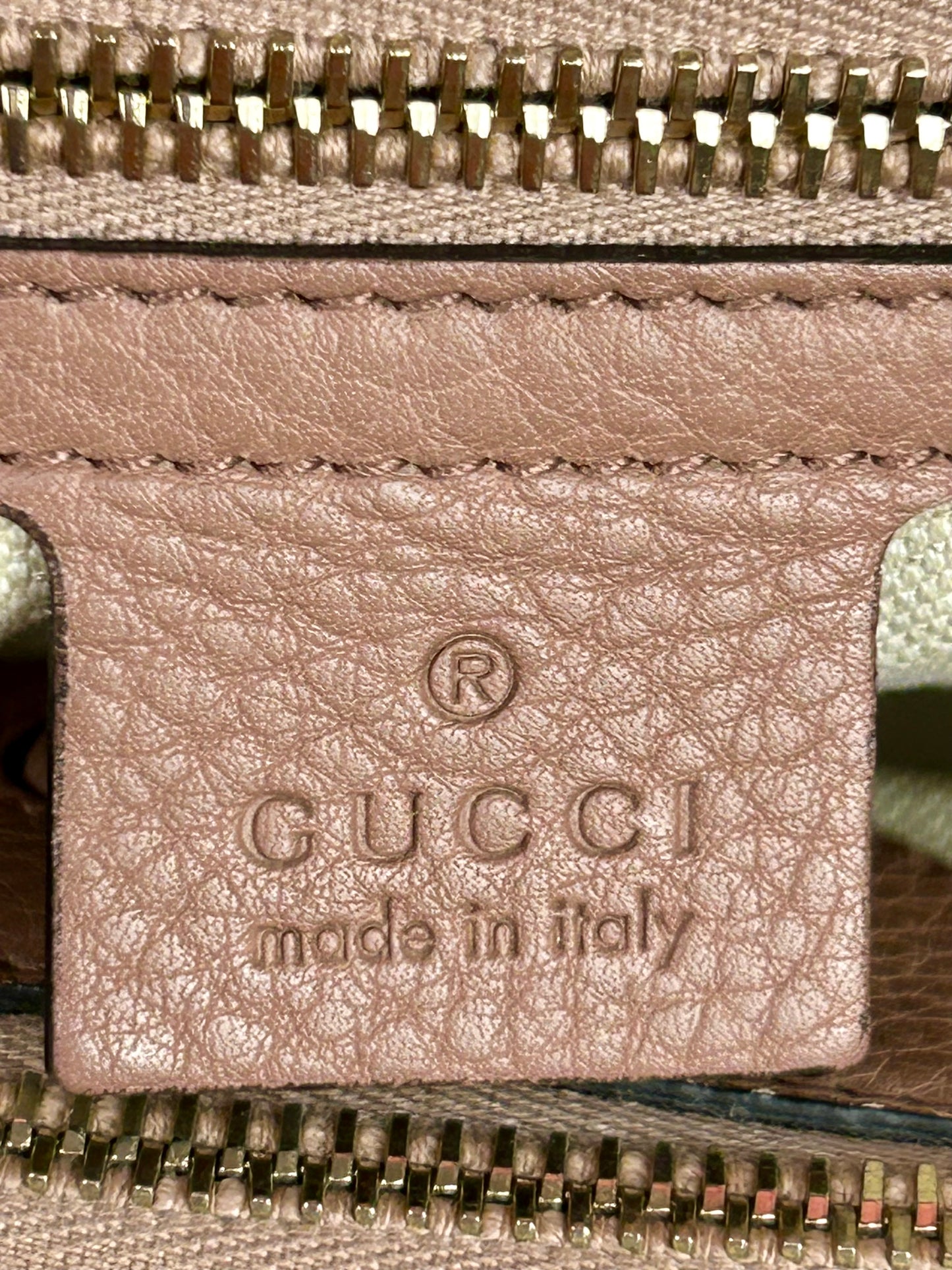 Mauve Gucci Bamboo Handle Two-Way