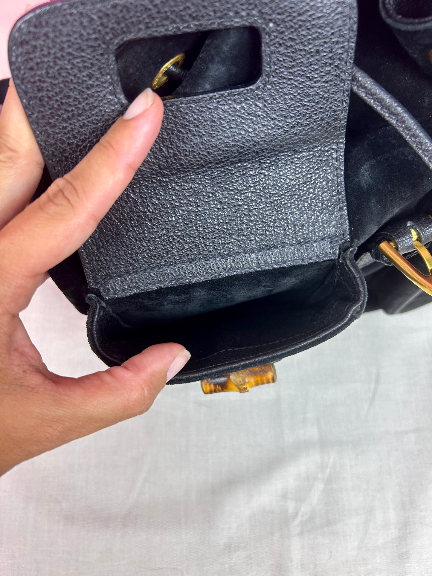 Black Gucci Bamboo Backpack