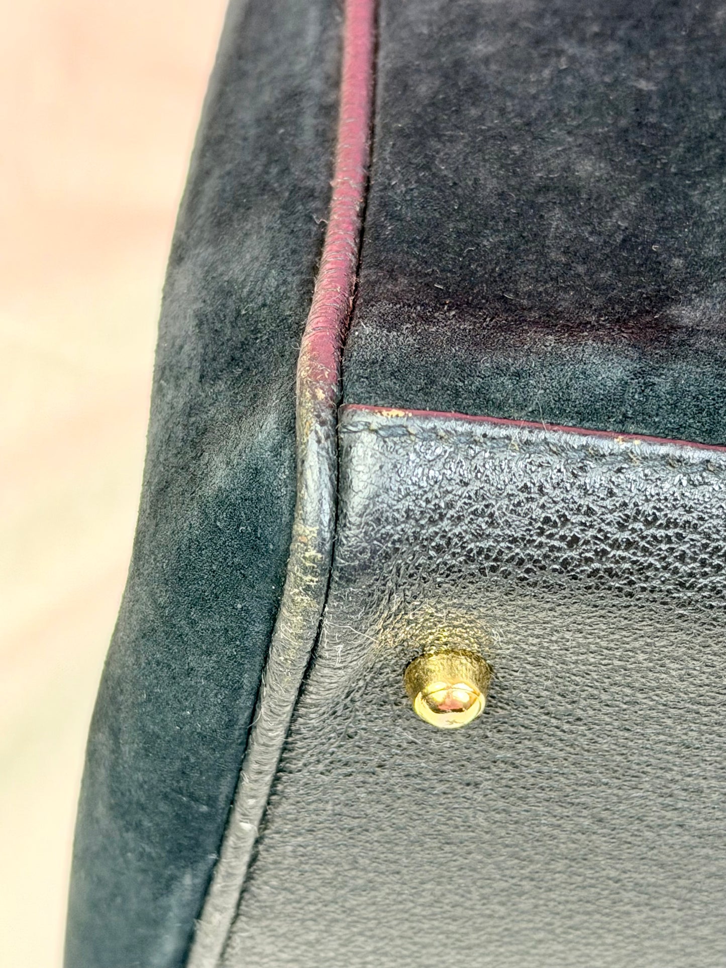 Gucci Black Suede Bamboo Tote