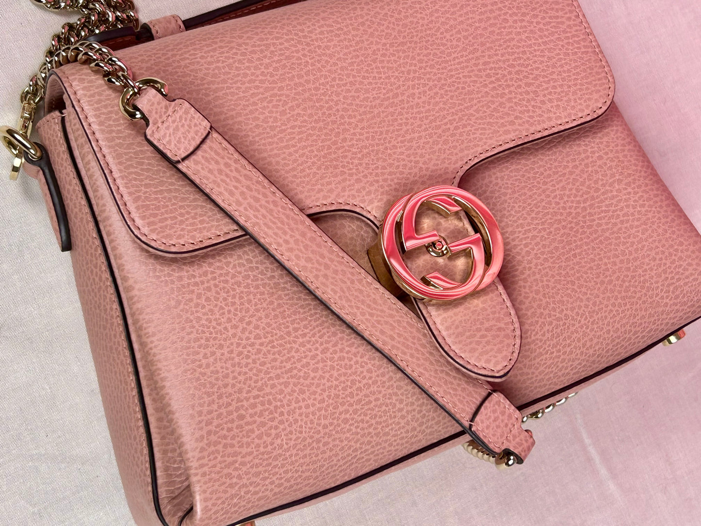 Pink Interlocking Top Handle Gucci