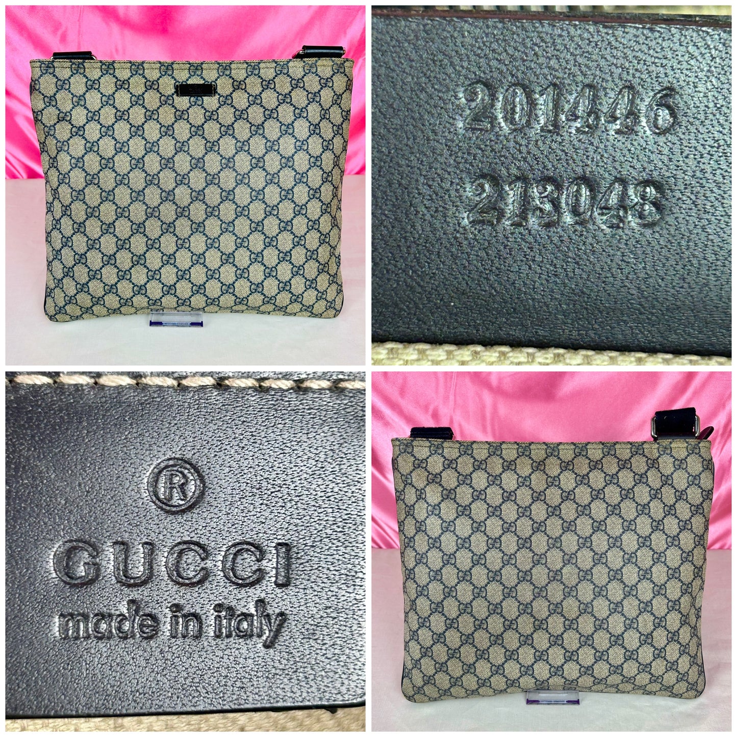 Large Navy Gucci Supreme Crossbody