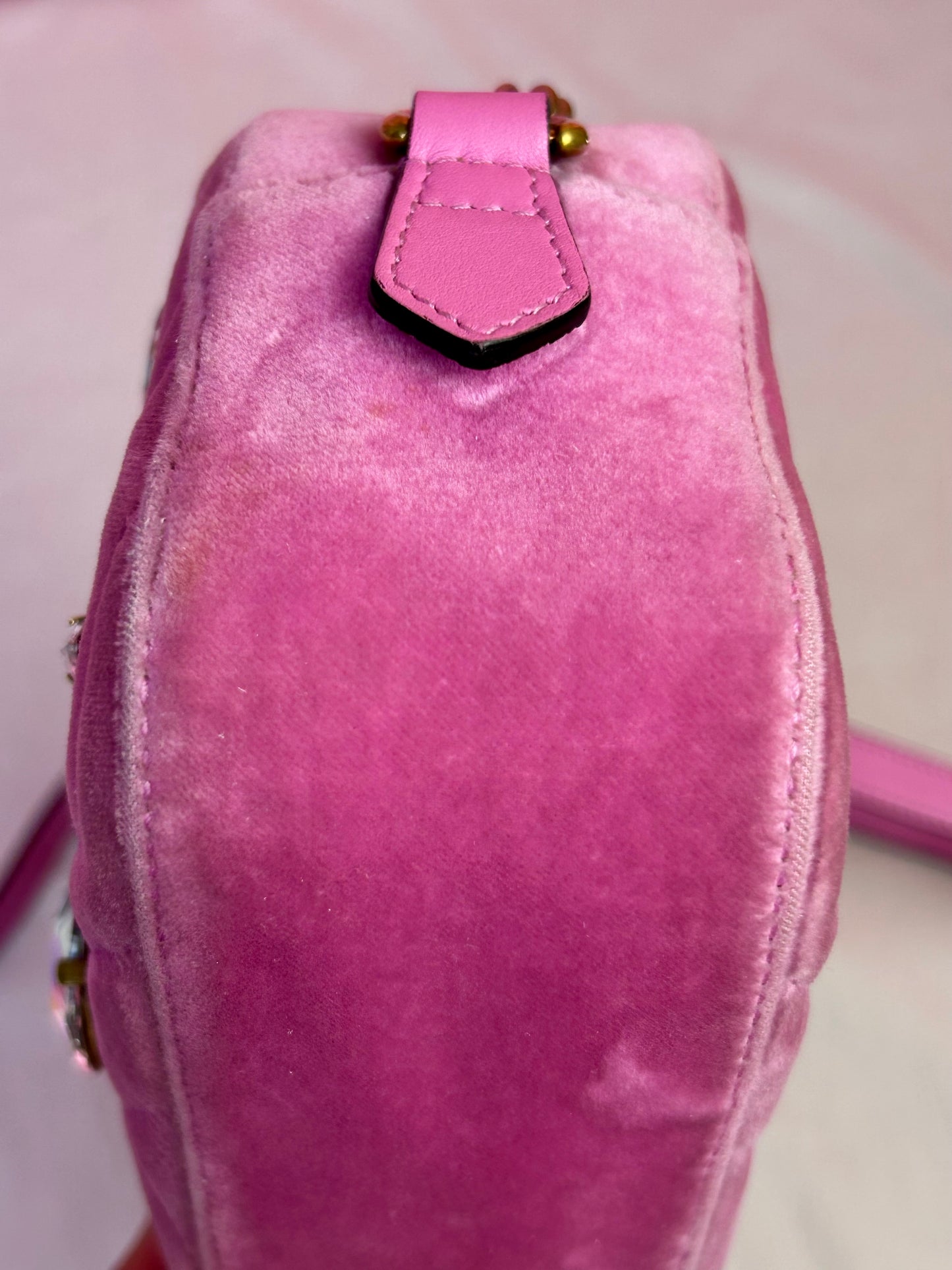 Pink Velvet and Crystal Mini Marmont